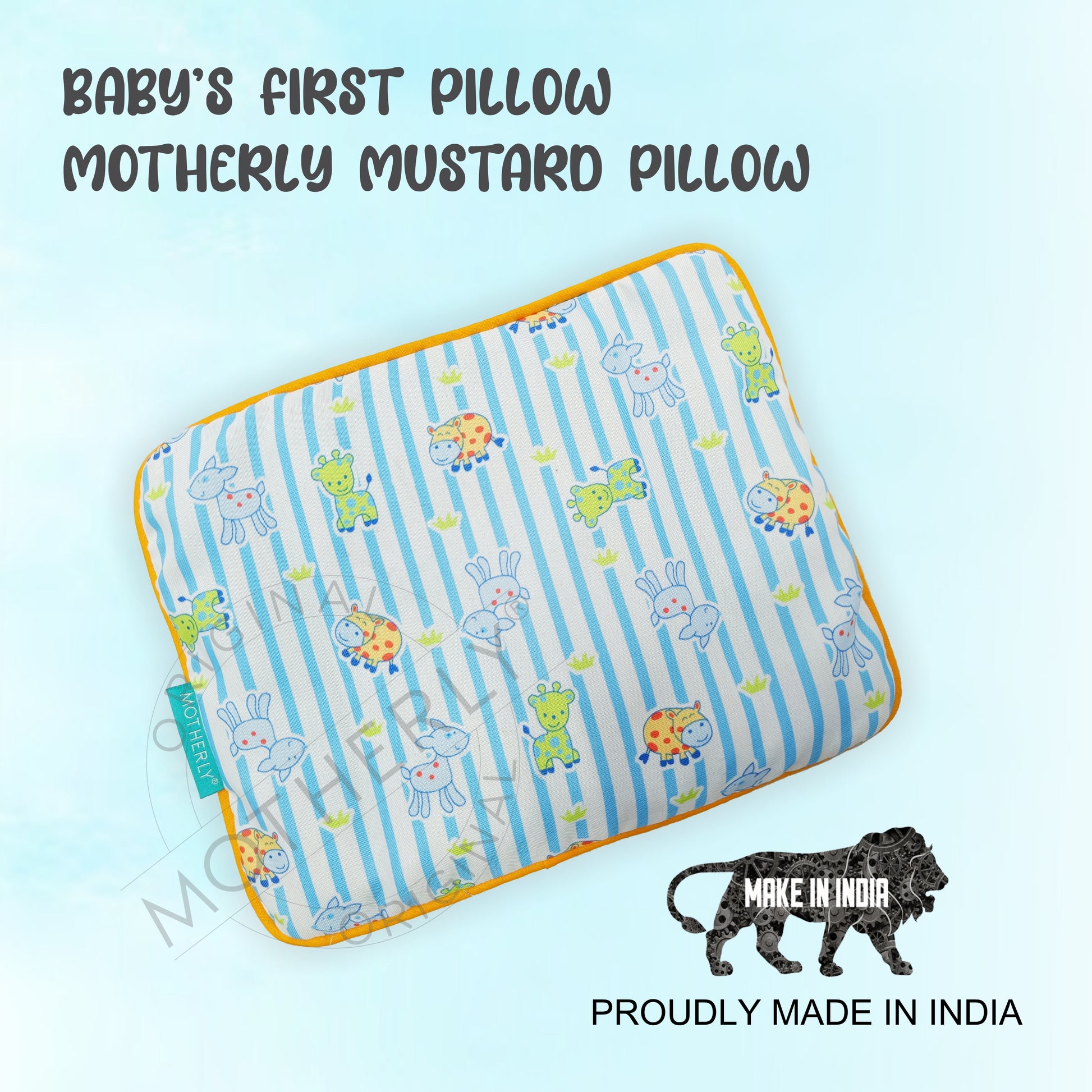 Motherly Mustard Seeds (Coated with Neem Oil) Pillow for Newborn Baby | Cotton Round Head Shaping Baby Pillow | Gifting 0-12 Months - MOTHERLY