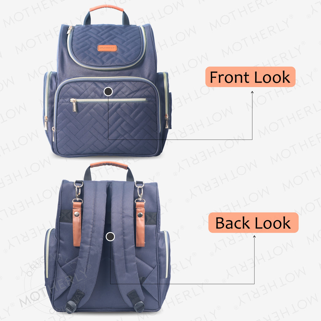 Motherly Diaper Quilted Diaper Bag for Mothers for Travel with Changing Mat - Spacious Diaper Bags for Mom | Baby Bag with Multi-Pocket Design | Maternity Bags for Mother and Baby - MOTHERLY