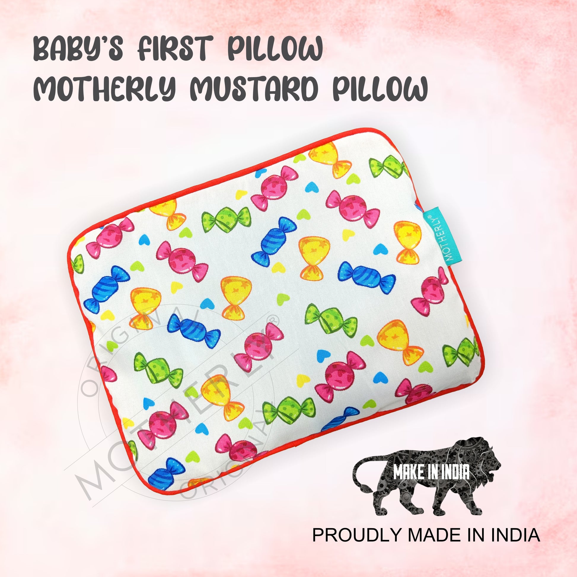 Motherly Mustard Seeds (Coated with Neem Oil) Pillow for Newborn Baby | Cotton Round Head Shaping Baby Pillow | Gifting 0-12 Months - MOTHERLY