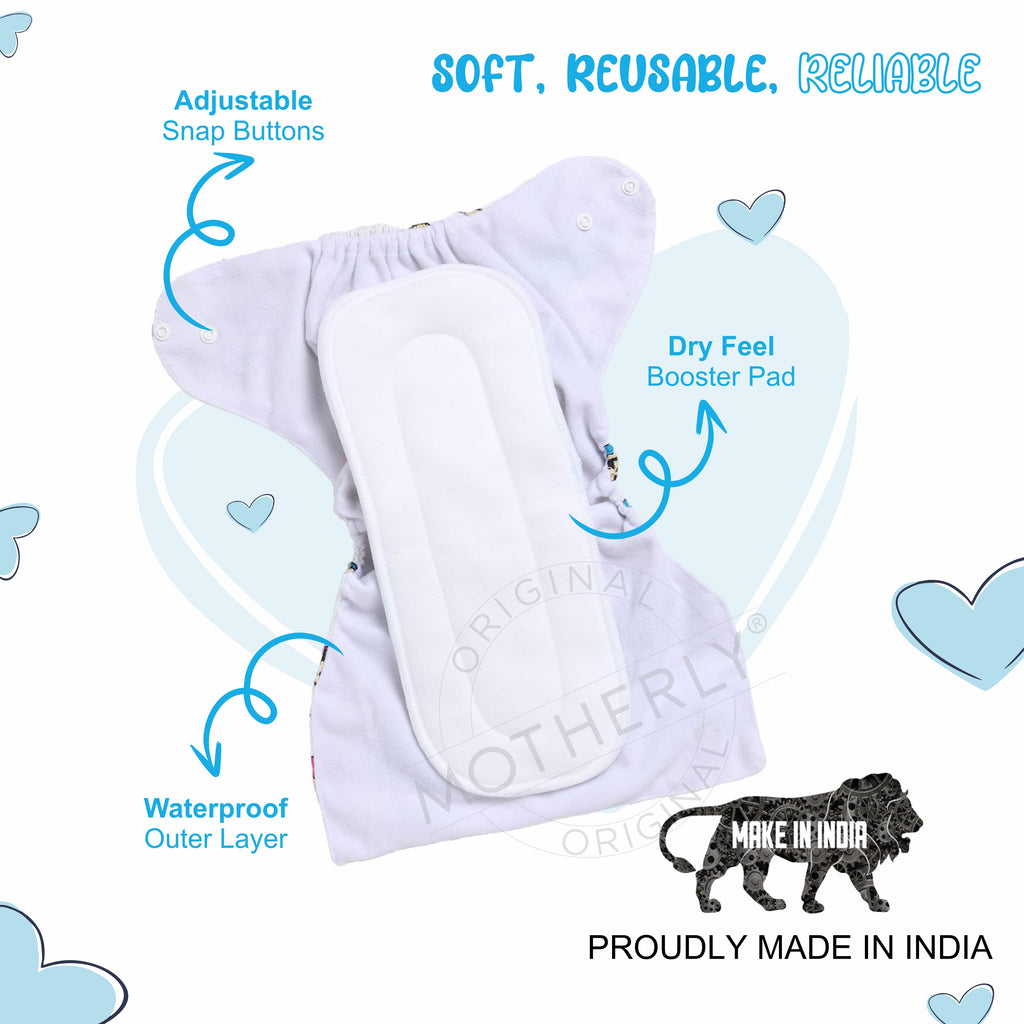 Motherly Newborn Baby Reusable Cloth Diapers, Infant Diaper Nappies Pack of 2 - MOTHERLY