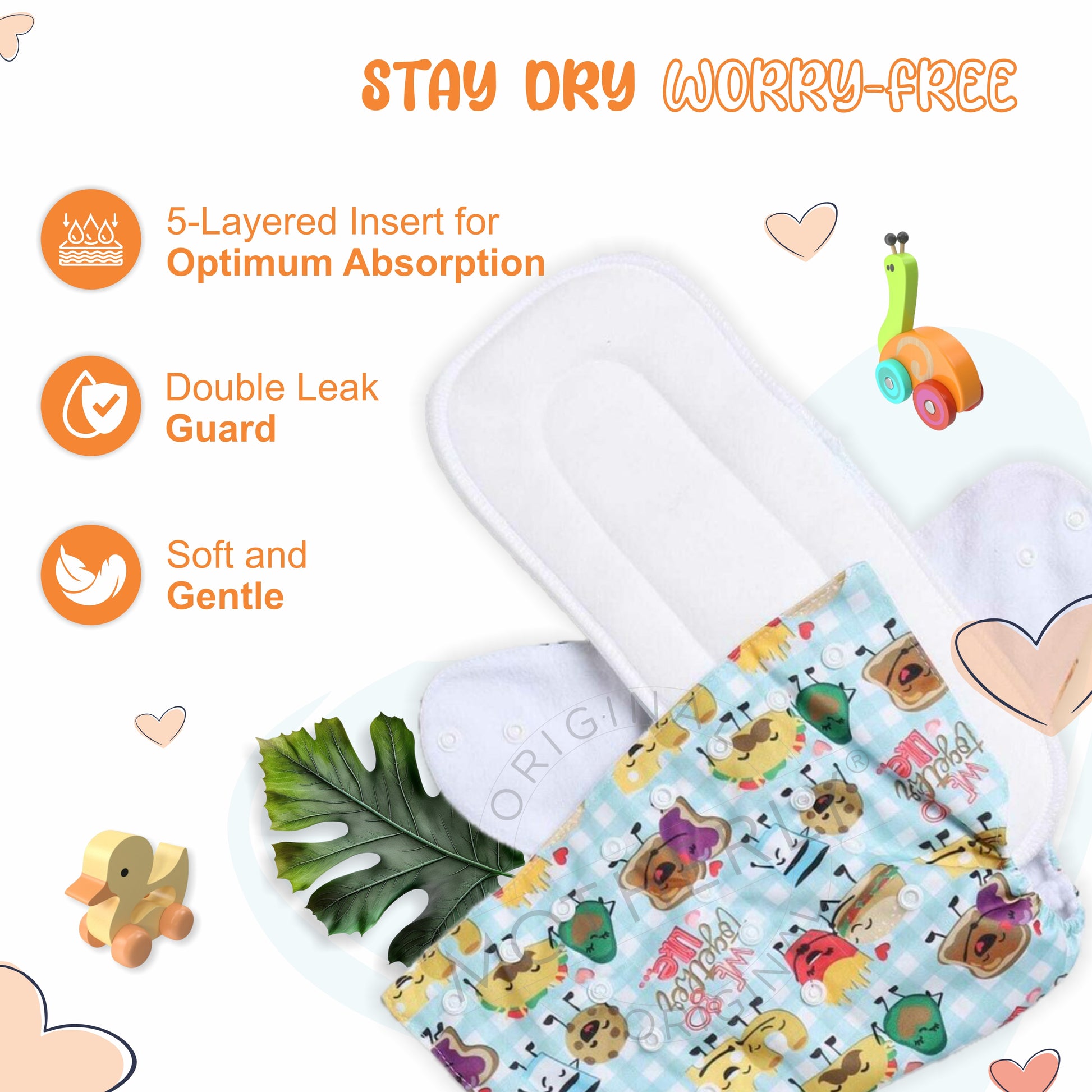 Motherly Newborn Baby Reusable Cloth Diapers, Infant Diaper Nappies Pack of 2 - MOTHERLY