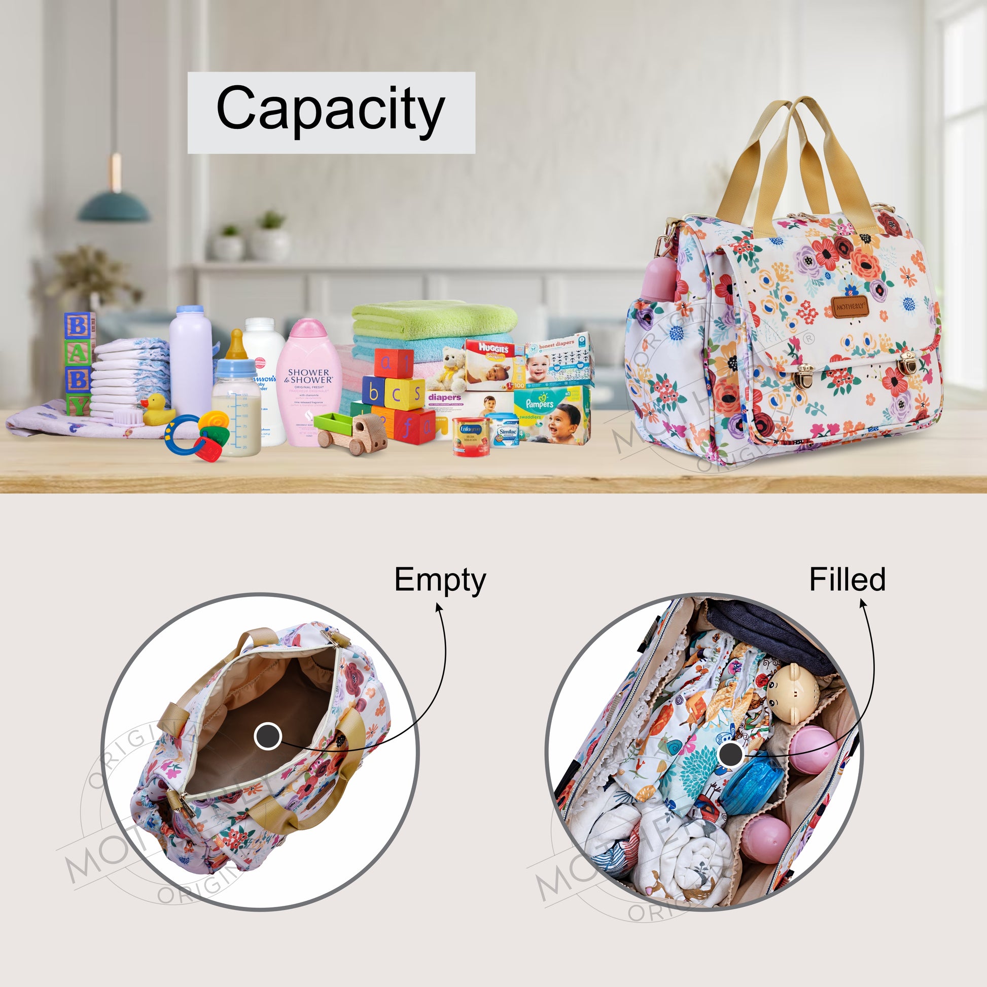 Motherly Glory Tote Diaper Bag for Mothers for Travel, Maternity Bag for Newborn Baby, Mothers Travelling Bag, Multiple Pocket Water Resistant Baby Bag, Hospital Bag for moms - MOTHERLY