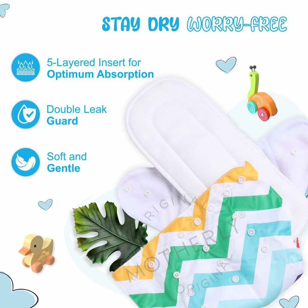 Motherly Newborn Baby Reusable Cloth Diapers, Infant Diaper Nappies Pack of 2 - MOTHERLY