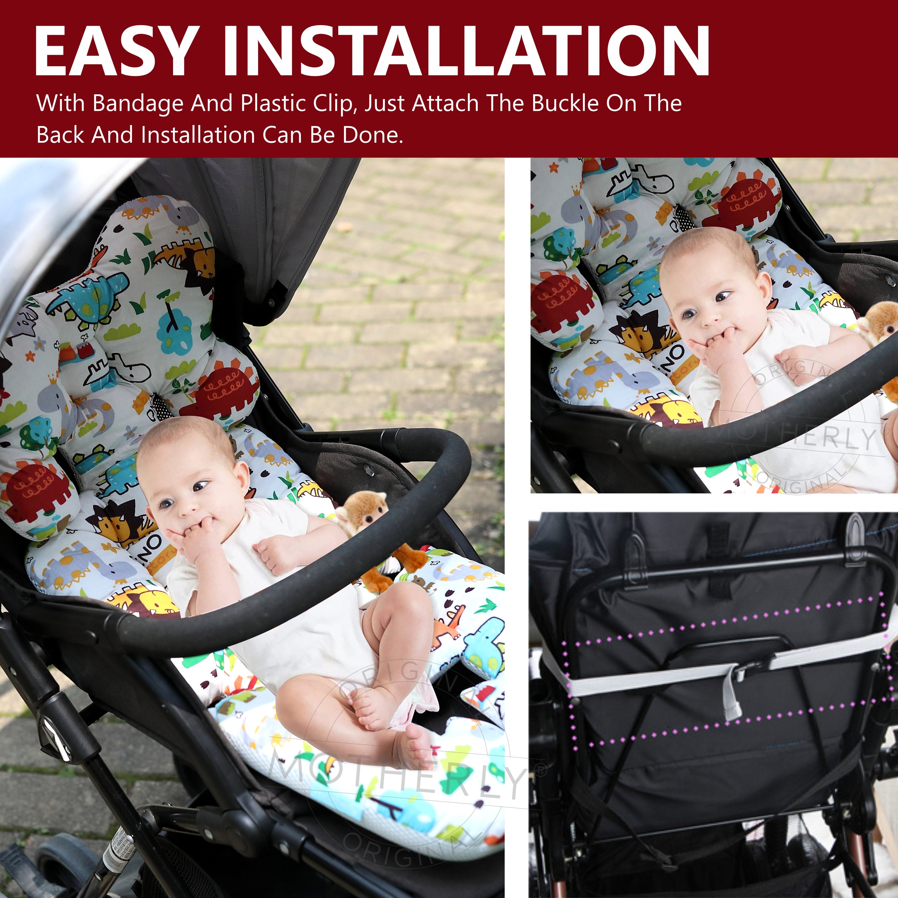 Motherly Baby Stroller Seat Cushion for Strollers, Car Seat & Chair, Breathable, Multi-purpose All-in-one Infant Carriage Cushion, High Chair Seat Cushion, Push Chair Stroller Cushion - MOTHERLY
