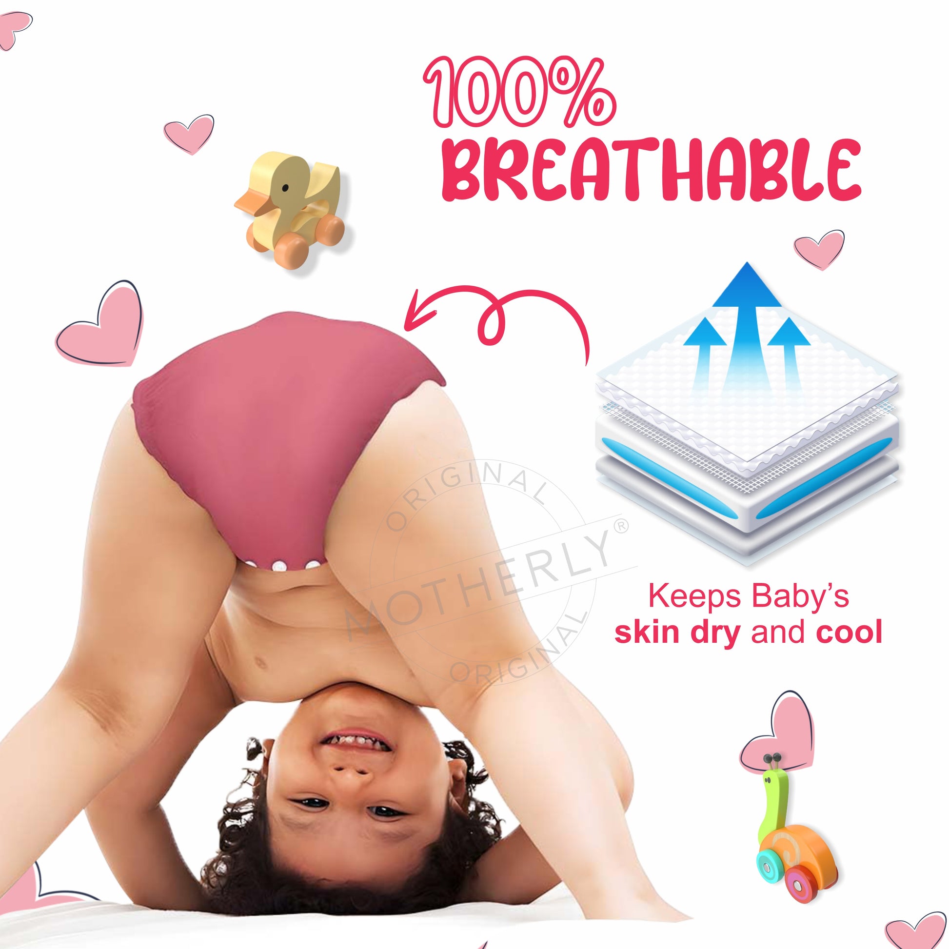 Motherly Newborn Baby Reusable Cloth Diapers,Infant Diaper Nappies Pack of 2 - MOTHERLY