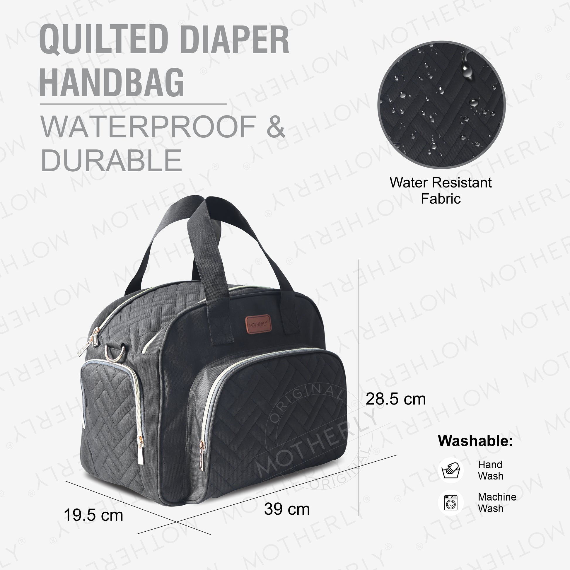Motherly Diaper Quilted Diaper Bag for Mothers for Travel with Changing Mat - Spacious Diaper Bags for Mom | Baby Bag with Multi-Pocket Design | Maternity Bags for Mother and Baby (Navy Blue) - MOTHERLY