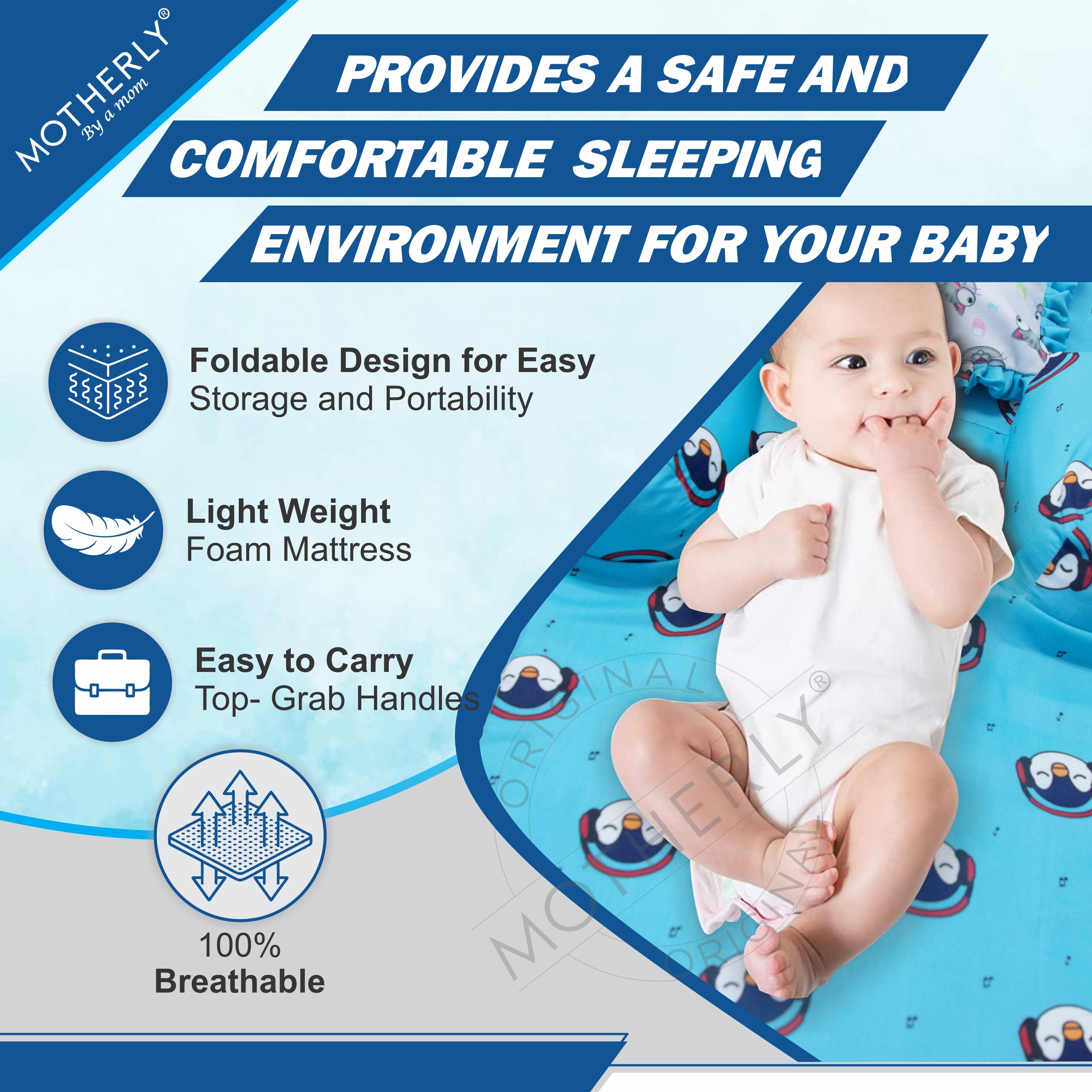 Motherly Portable Baby Bed | Travel Friendly infant Sleeping Bedding Set | Sleeping Bed for Kids - MOTHERLY
