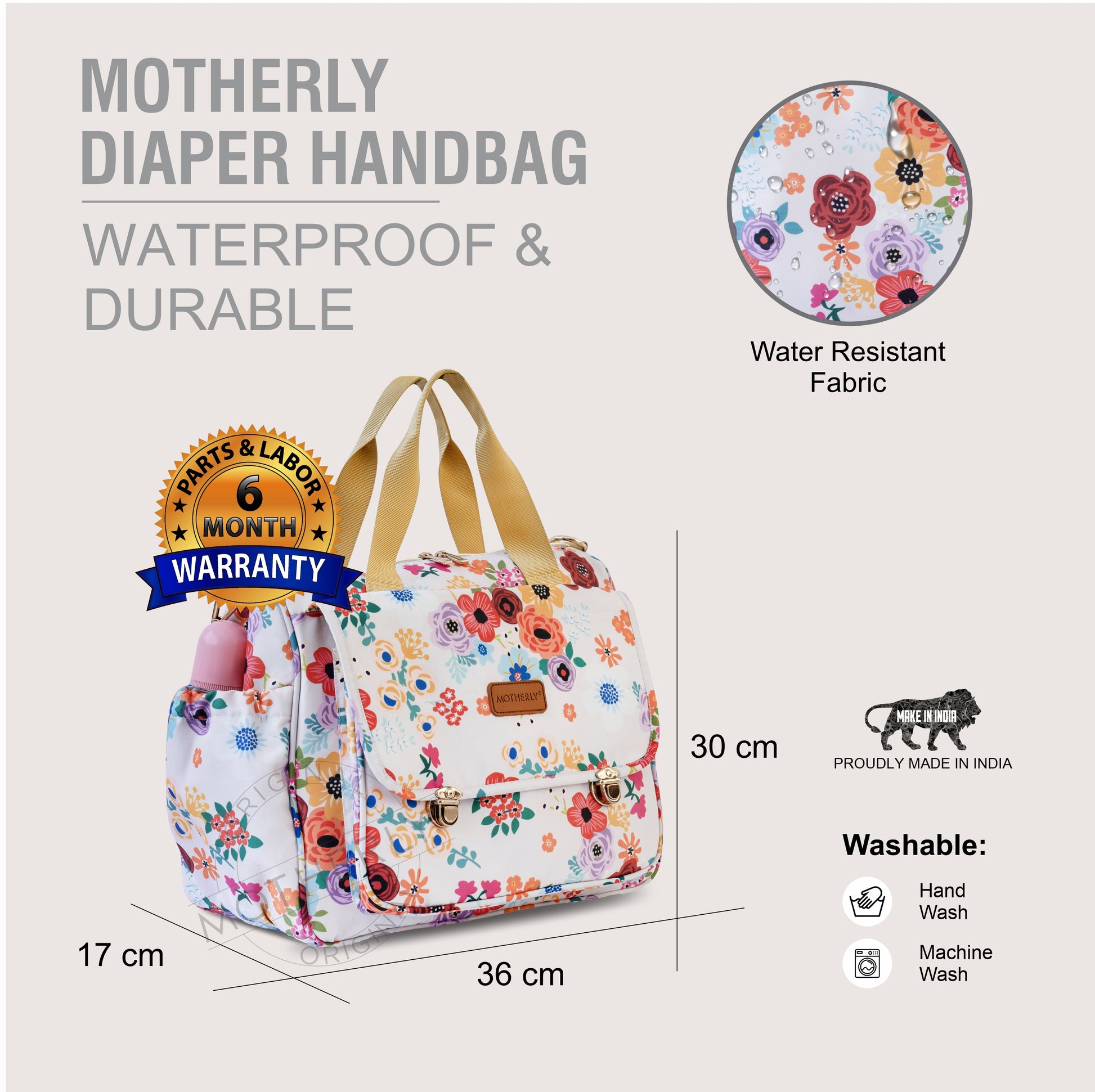 Motherly Glory Tote Diaper Bag for Mothers for Travel, Maternity Bag for Newborn Baby, Mothers Travelling Bag, Multiple Pocket Water Resistant Baby Bag, Hospital Bag for moms - MOTHERLY
