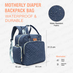 Motherly Diaper Quilted Diaper Bag for Mothers for Travel with Changing Mat - Spacious Diaper Bags for Mom | Baby Bag with Multi-Pocket Design | Maternity Bags for Mother and Baby - MOTHERLY