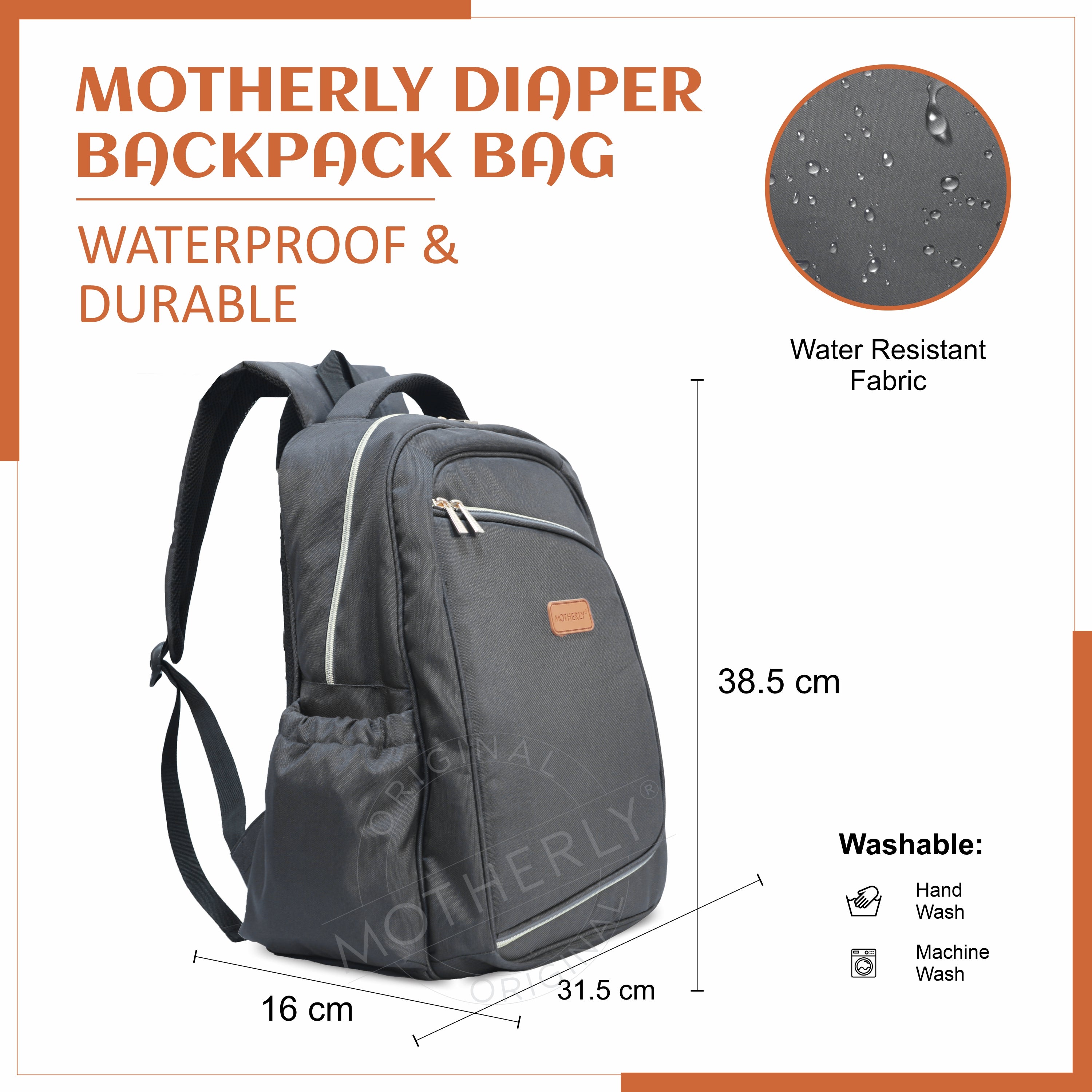 Motherly Solid Color Diaper Bag for Mothers for Travel, Maternity Bag for Newborn Baby, Mothers Travelling Bag, Multiple Pocket Water Resistant Baby Bag, Hospital Bag for moms with Offers - MOTHERLY