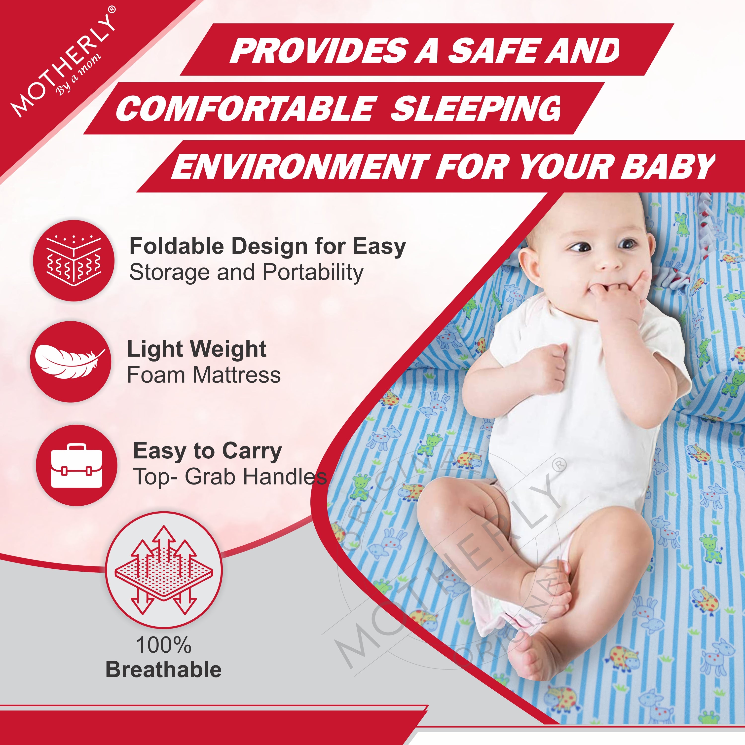 Motherly Portable Baby Bed | Travel Friendly infant Sleeping Bedding Set | Sleeping Bed for Kids - MOTHERLY