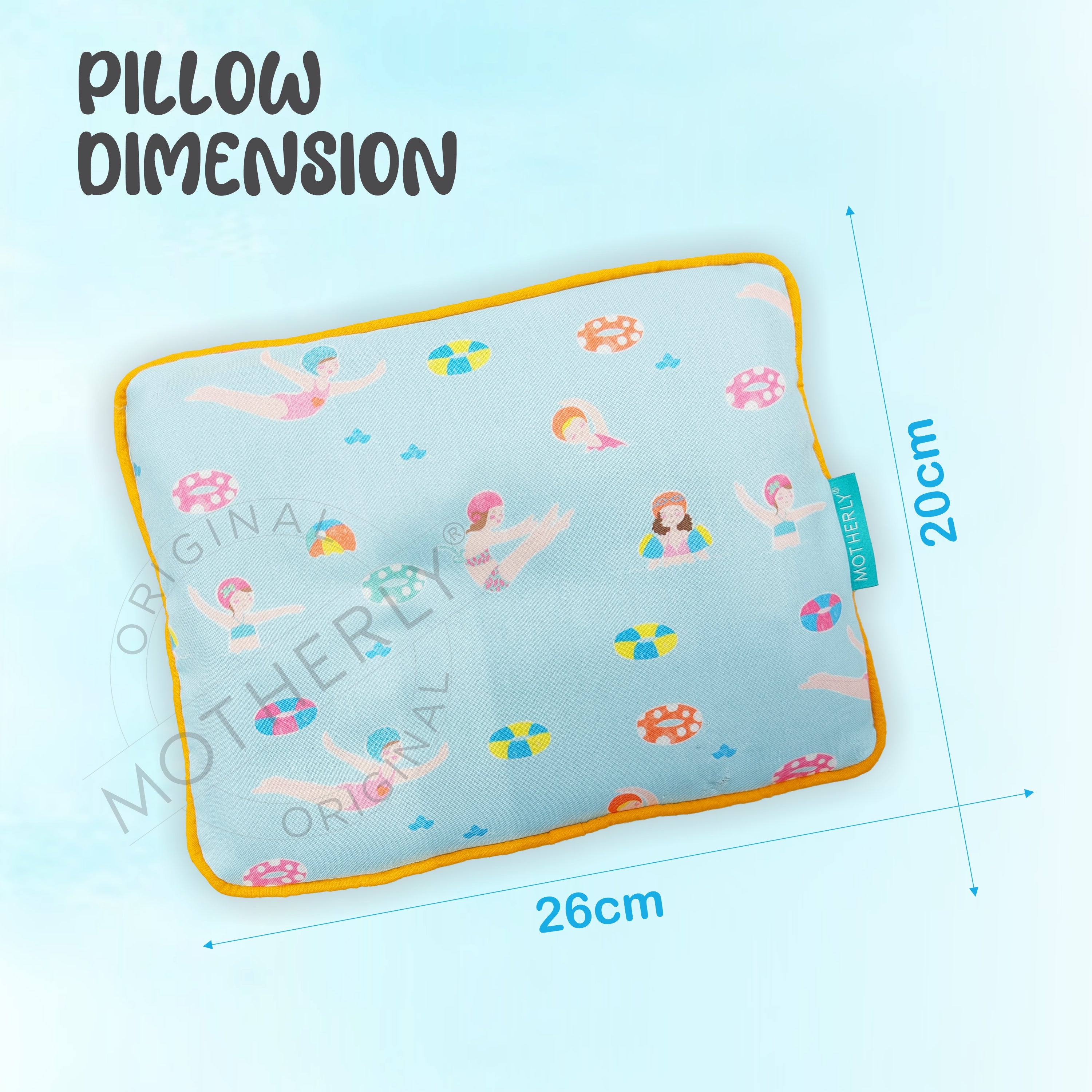 Motherly Mustard Seed Pillow for Newborns (0–12 Months) – Neem-Coated, Cotton Head Shaping Pillow for Gifting - Swimming