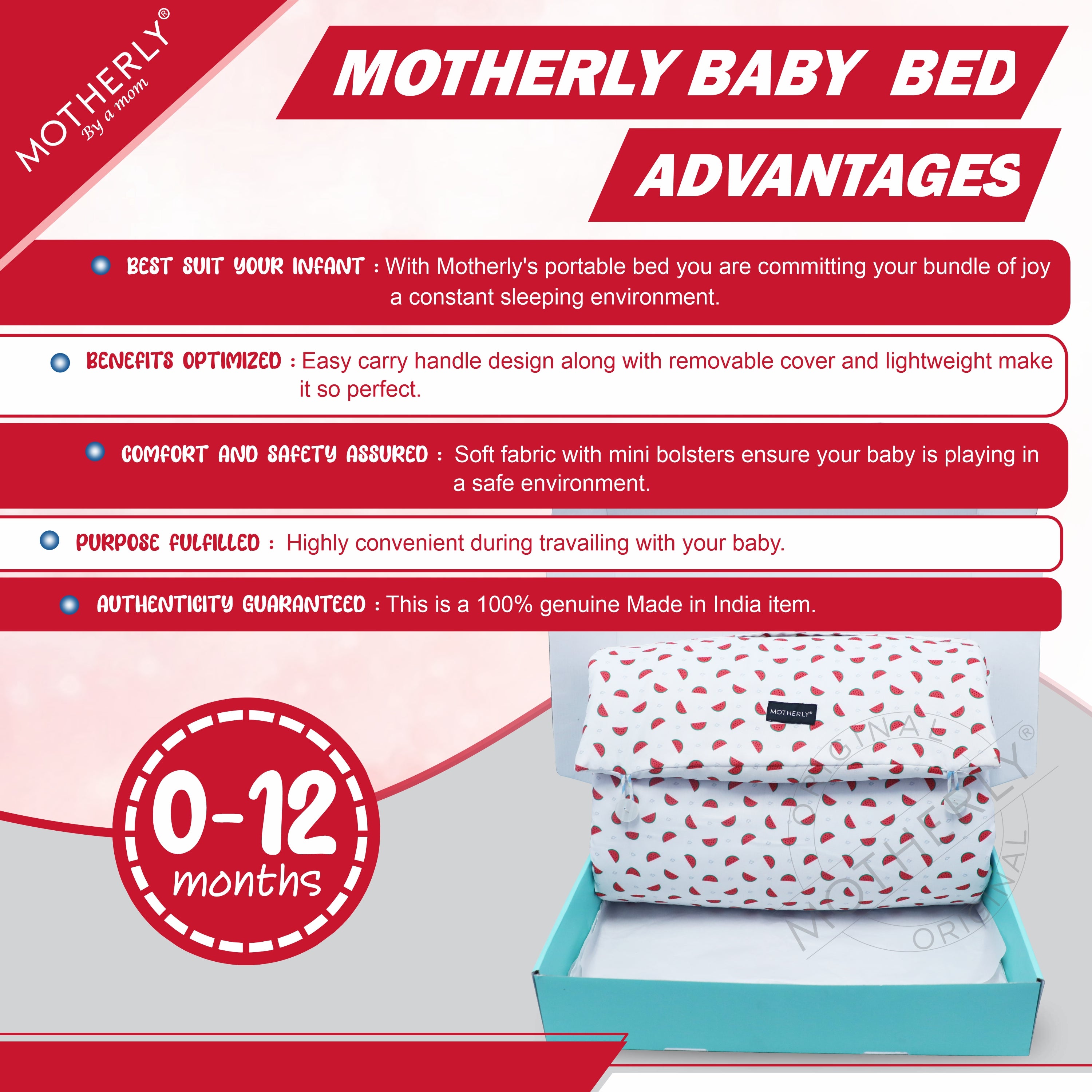 Motherly Portable Baby Bed | Travel Friendly infant Sleeping Bedding Set | Sleeping Bed for Kids - MOTHERLY