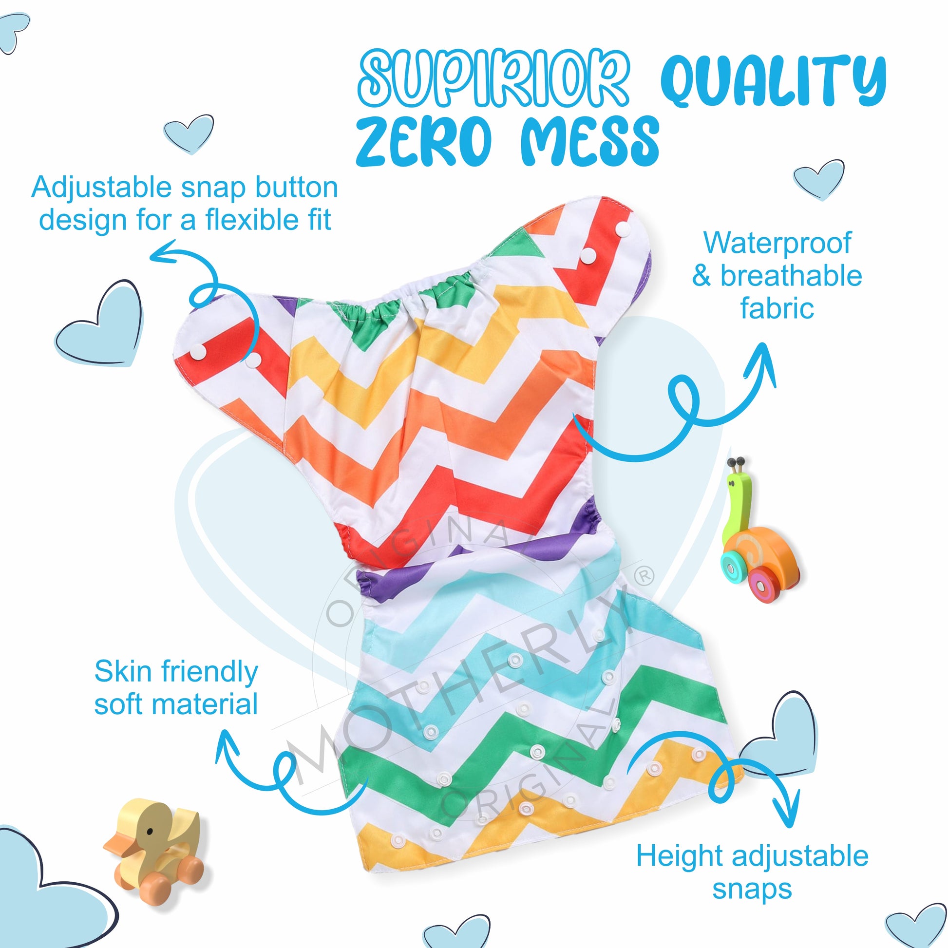 Motherly Newborn Baby Reusable Cloth Diapers, Infant Diaper Nappies Pack of 2 - MOTHERLY