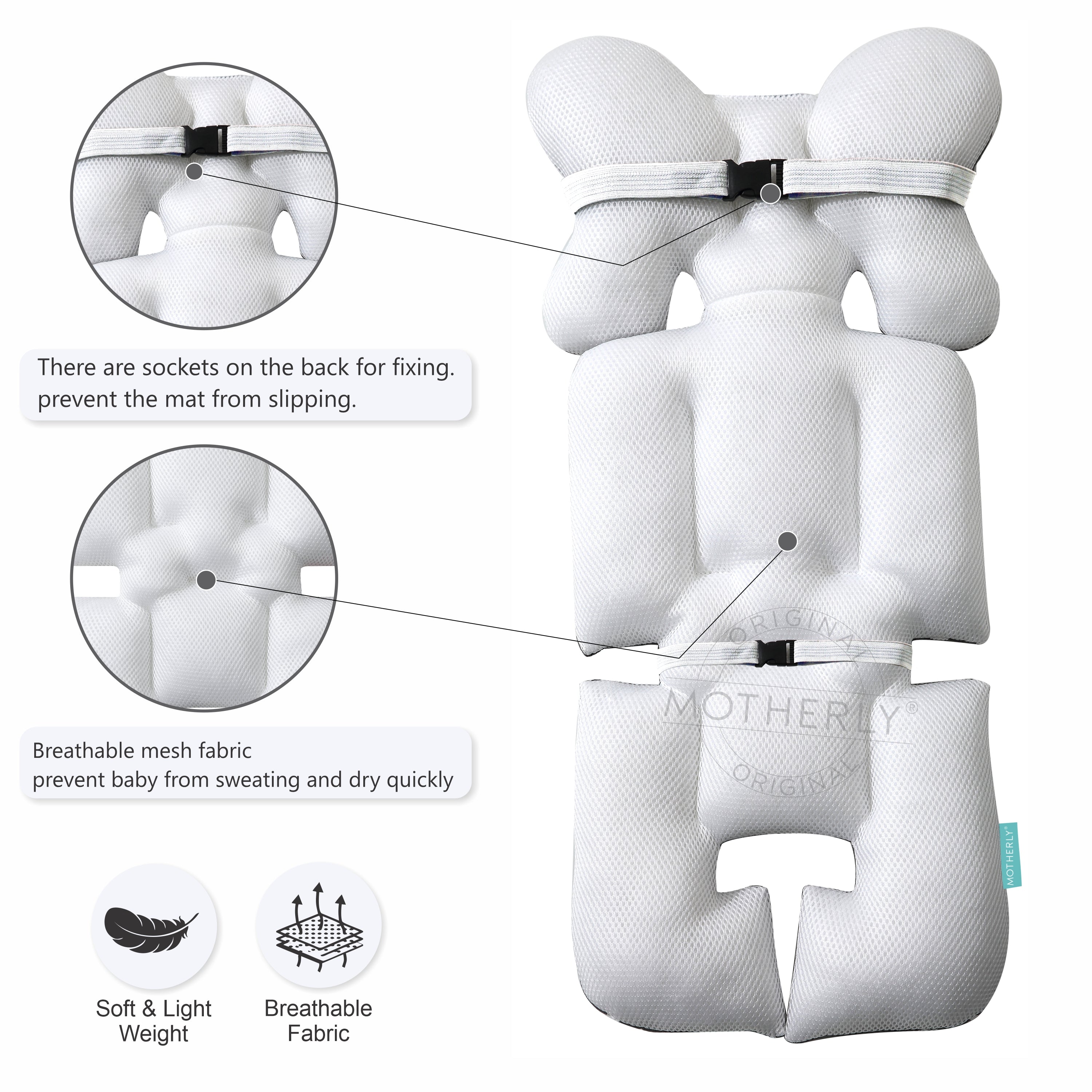 Motherly Baby Stroller Seat Cushion for Strollers, Car Seat & Chair, Breathable, Multi-purpose All-in-one Infant Carriage Cushion, High Chair Seat Cushion, Push Chair Stroller Cushion - MOTHERLY