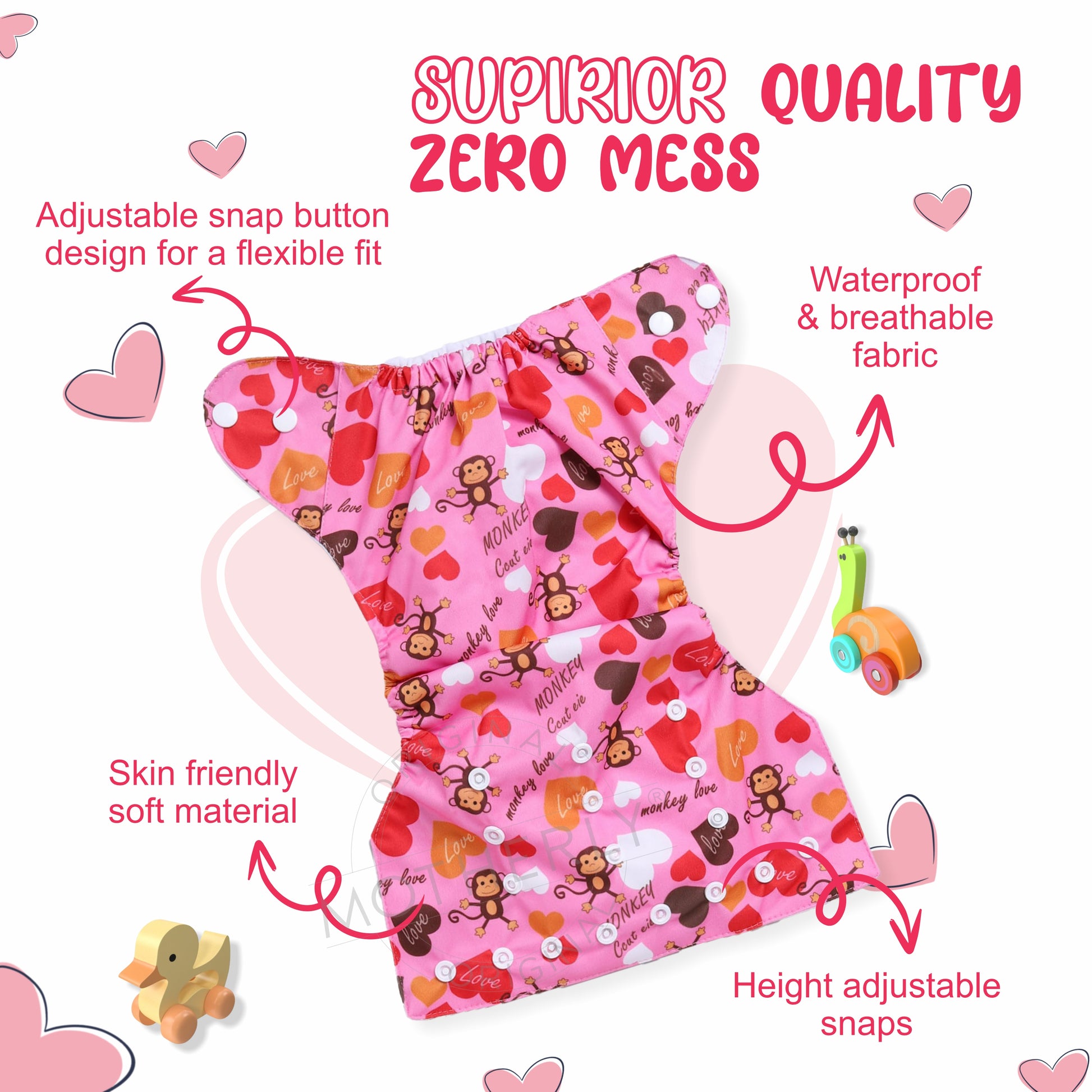 Motherly Newborn Baby Reusable Cloth Diapers,Infant Diaper Nappies Pack of 2 - MOTHERLY