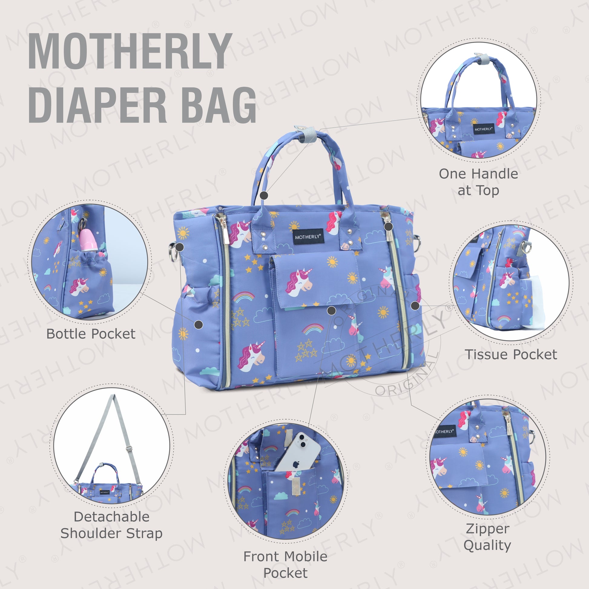 Motherly Womens Stylish Diaper Bag Mummy Bag Handbag - MOTHERLY