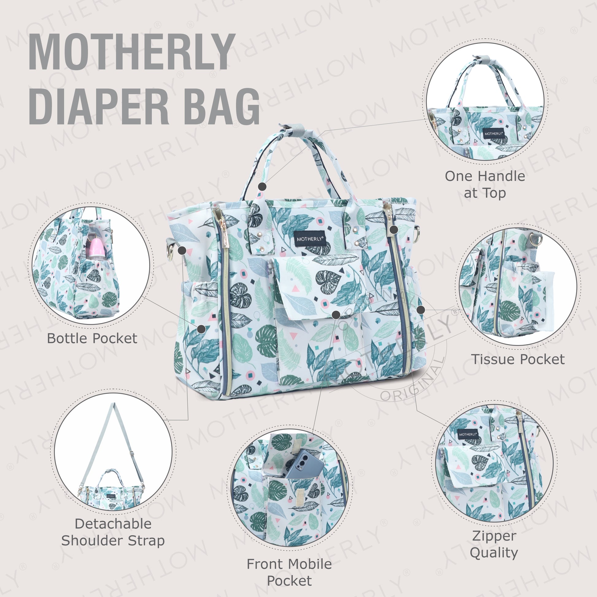 Motherly Womens Stylish Diaper Bag Mummy Bag Handbag - MOTHERLY