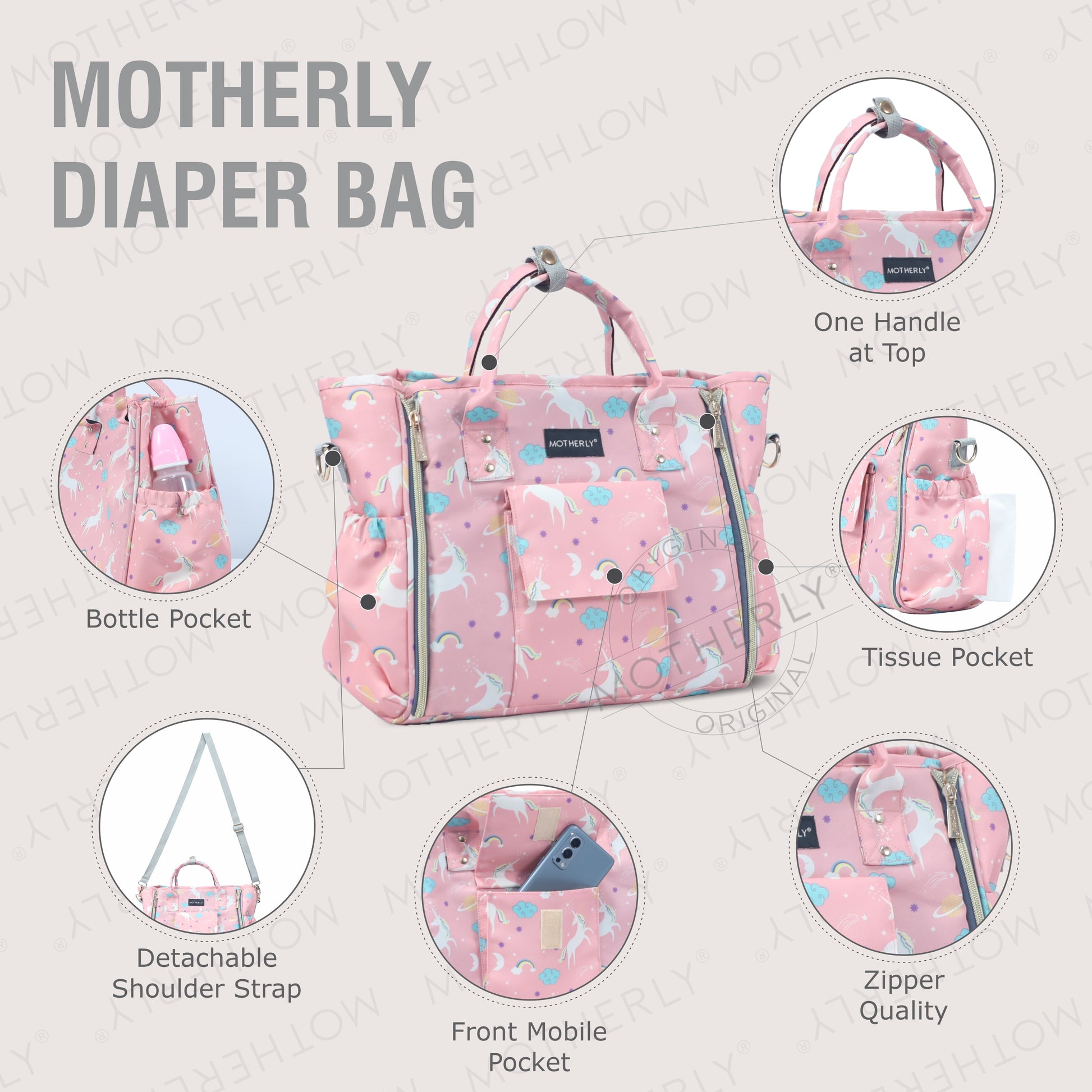 Motherly Womens Stylish Diaper Bag Mummy Bag Handbag - MOTHERLY