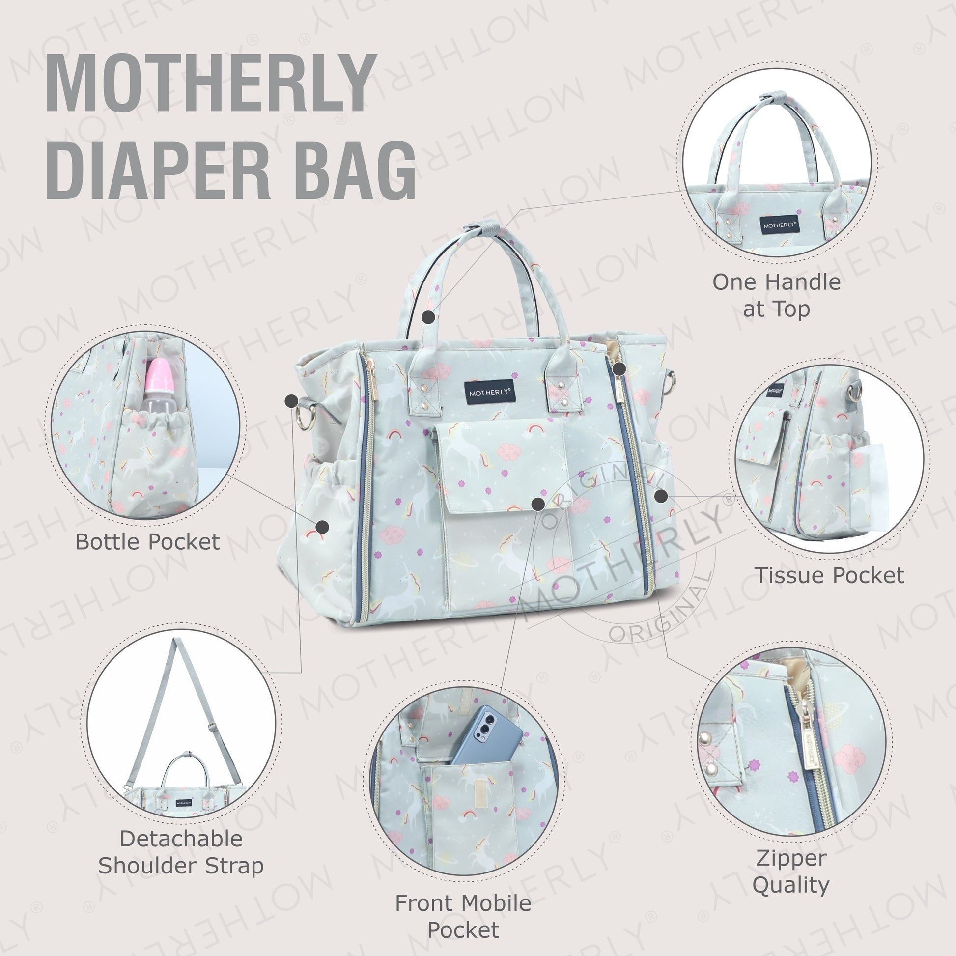 Motherly Womens Stylish Diaper Bag Mummy Bag Handbag - MOTHERLY