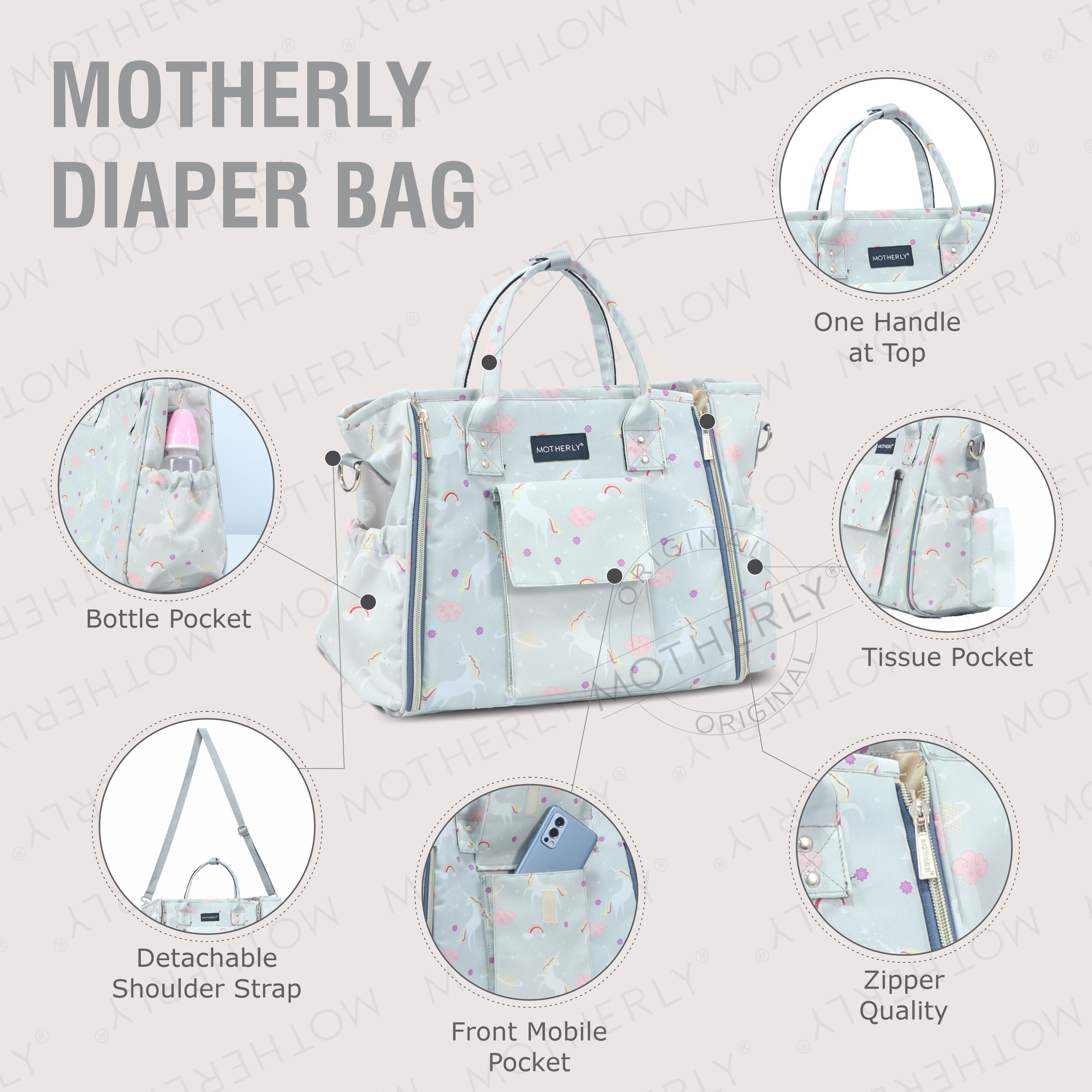 Motherly Womens Stylish Diaper Bag Mummy Bag Handbag - MOTHERLY