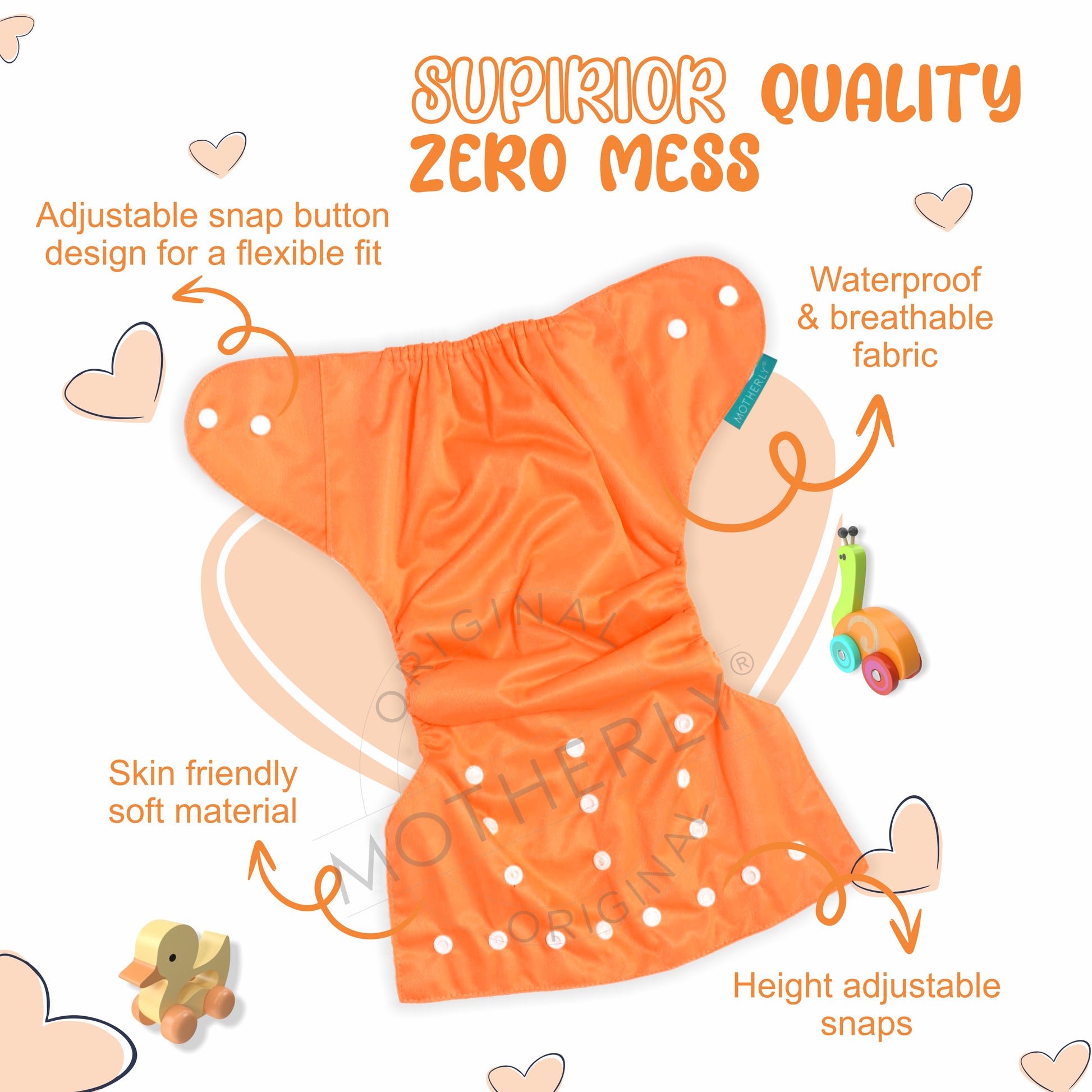 Motherly Newborn Baby Reusable Cloth Diapers, Infant Diaper Nappies Pack of 2 - MOTHERLY