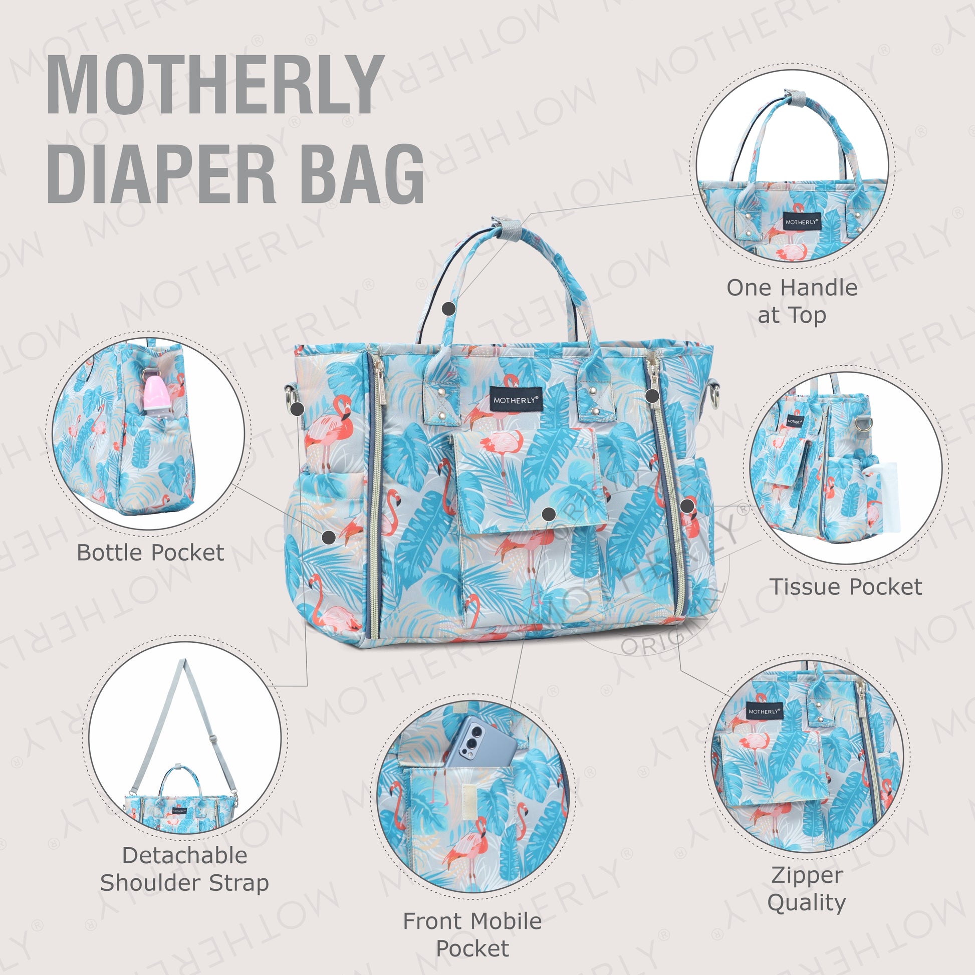 Motherly Womens Stylish Diaper Bag Mummy Bag Handbag - MOTHERLY