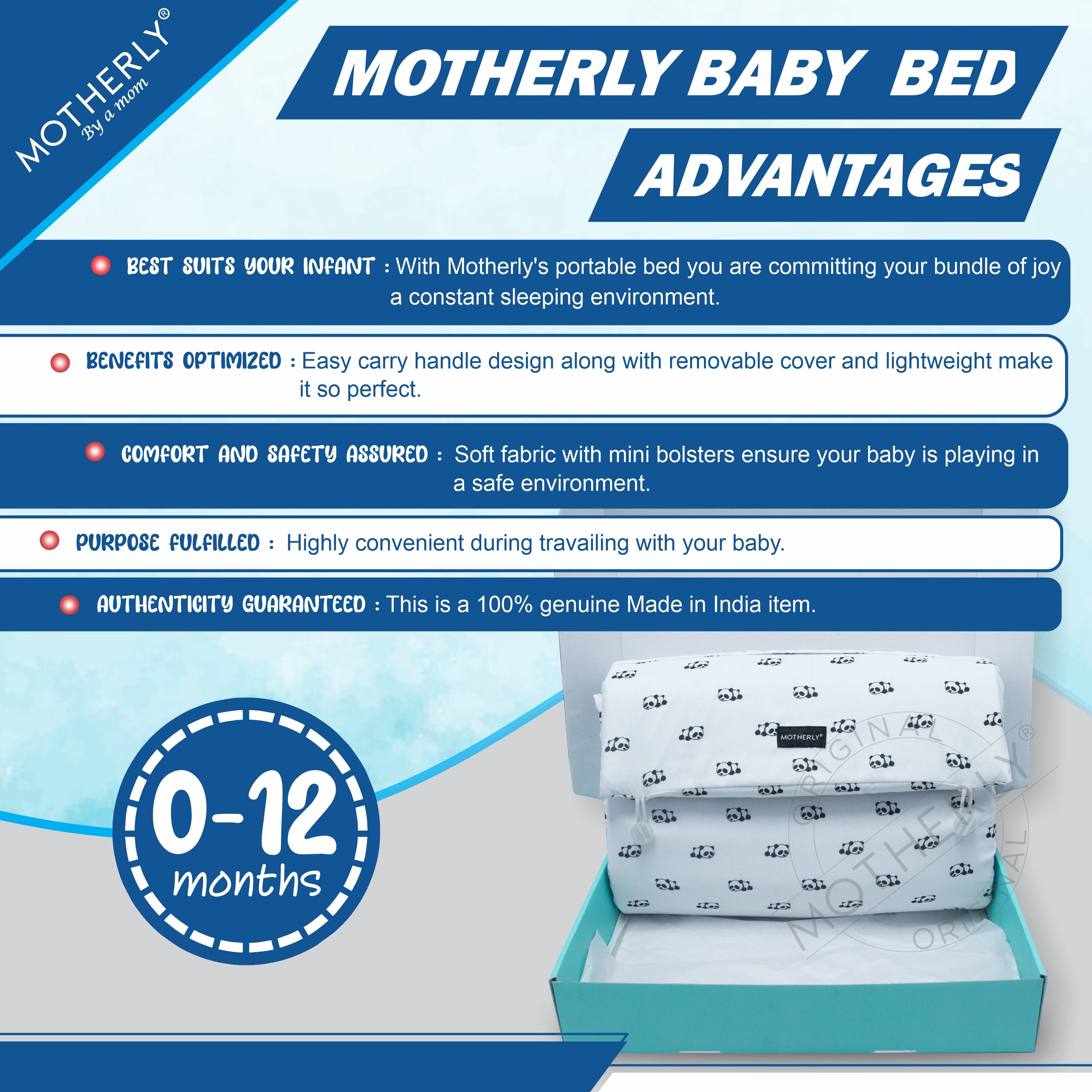 Motherly Portable Baby Bed | Travel Friendly infant Sleeping Bedding Set | Sleeping Bed for Kids - MOTHERLY