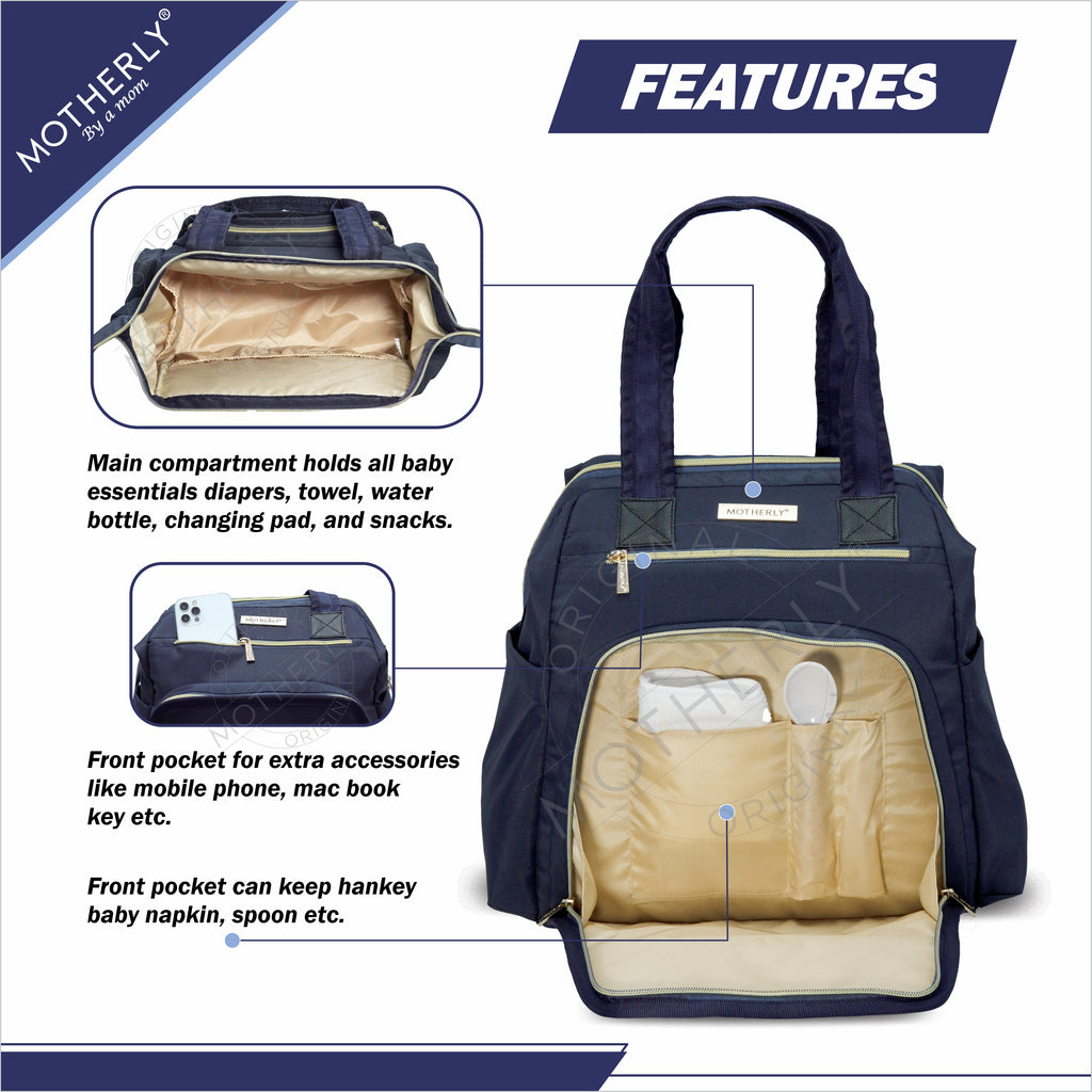 Motherly Premium Diaper Bags for Moms With Wide-Opening Design Backpack - MOTHERLY