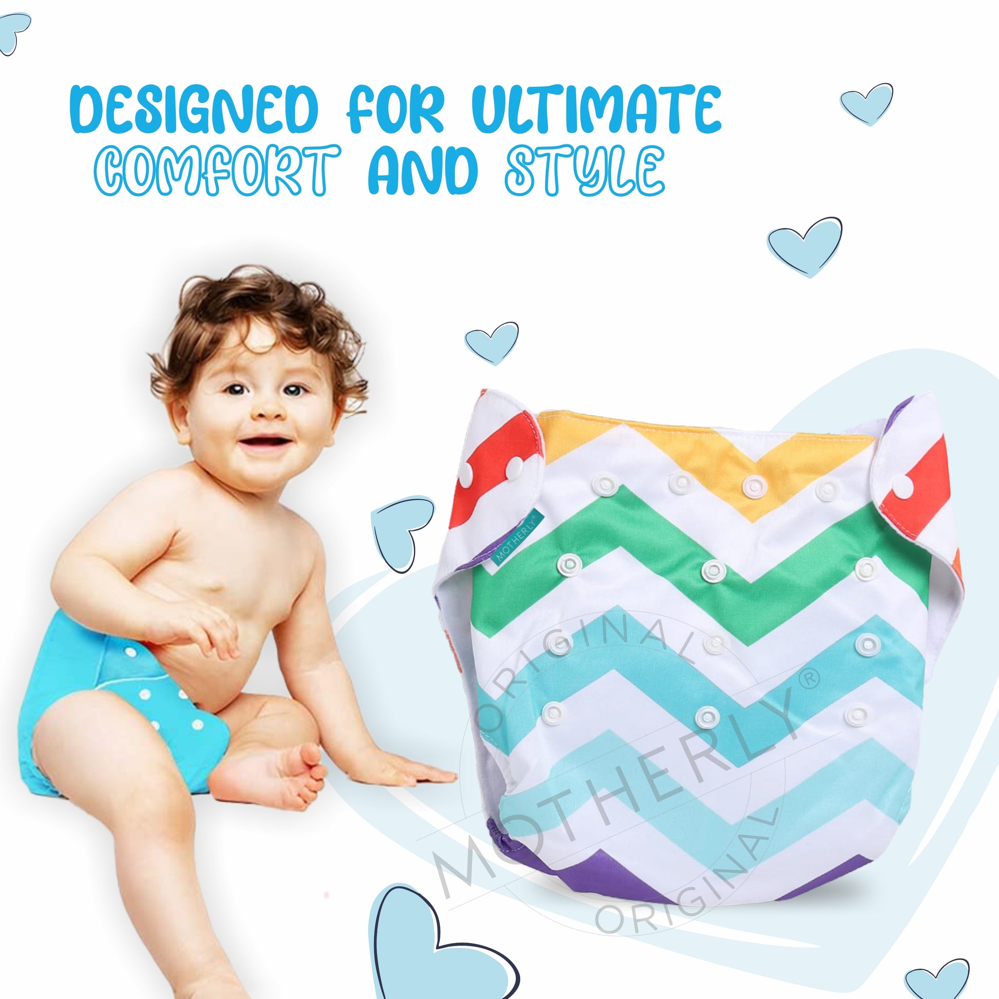 Motherly Newborn Baby Reusable Cloth Diapers, Infant Diaper Nappies Pack of 2 - MOTHERLY