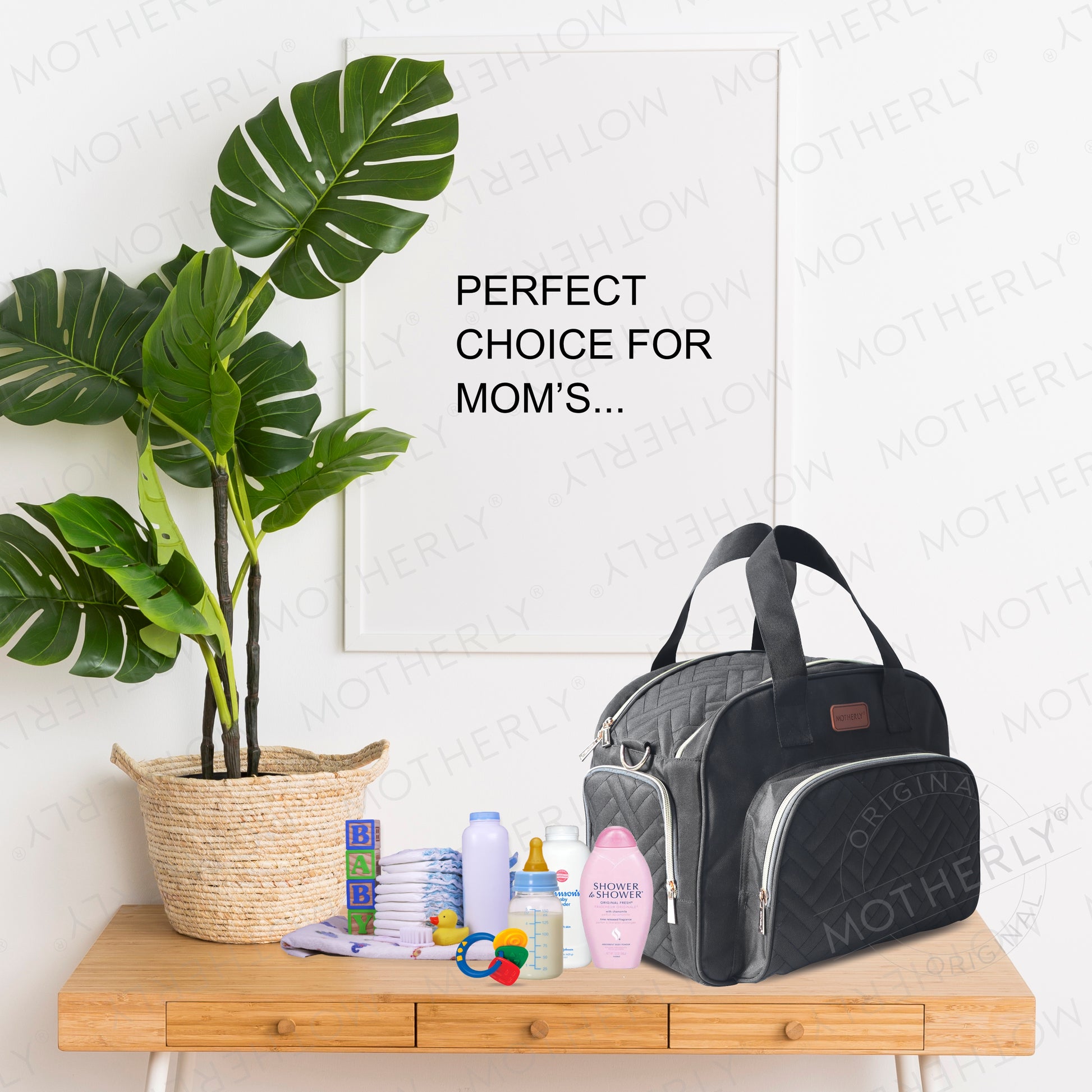 Motherly Diaper Quilted Diaper Bag for Mothers for Travel with Changing Mat - Spacious Diaper Bags for Mom | Baby Bag with Multi-Pocket Design | Maternity Bags for Mother and Baby (Navy Blue) - MOTHERLY