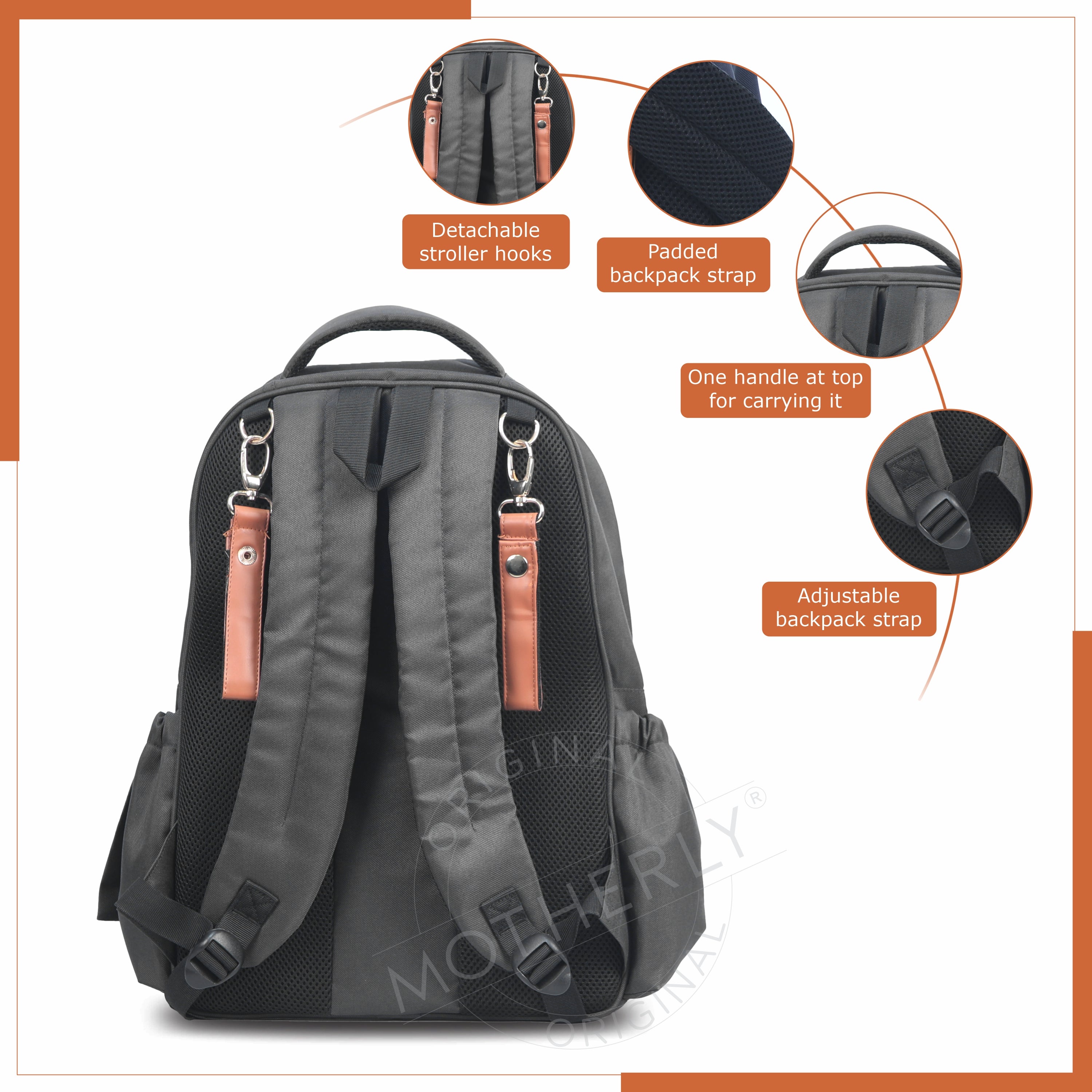 Motherly Solid Color Diaper Bag for Mothers for Travel, Maternity Bag for Newborn Baby, Mothers Travelling Bag, Multiple Pocket Water Resistant Baby Bag, Hospital Bag for moms with Offers - MOTHERLY