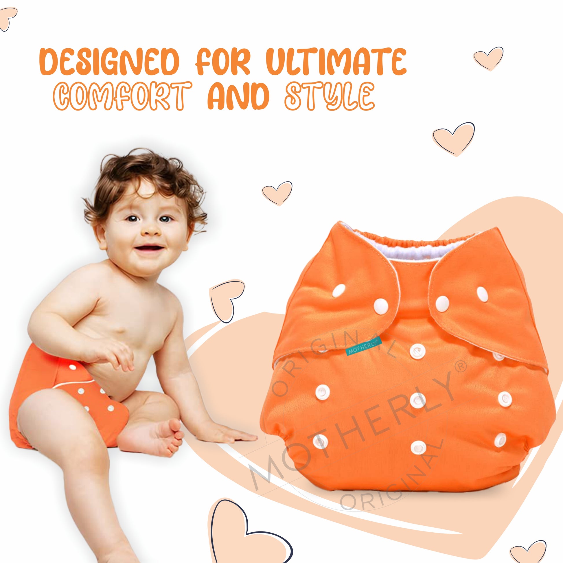 Motherly Newborn Baby Reusable Cloth Diapers, Infant Diaper Nappies Pack of 2 - MOTHERLY