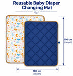 Motherly Waterproof Reversible Baby Changing Mat | Soft Quilted Diaper Changing Pad | Foldable Portable Changing Sheet for Home & Travel(100cm X 100cm)