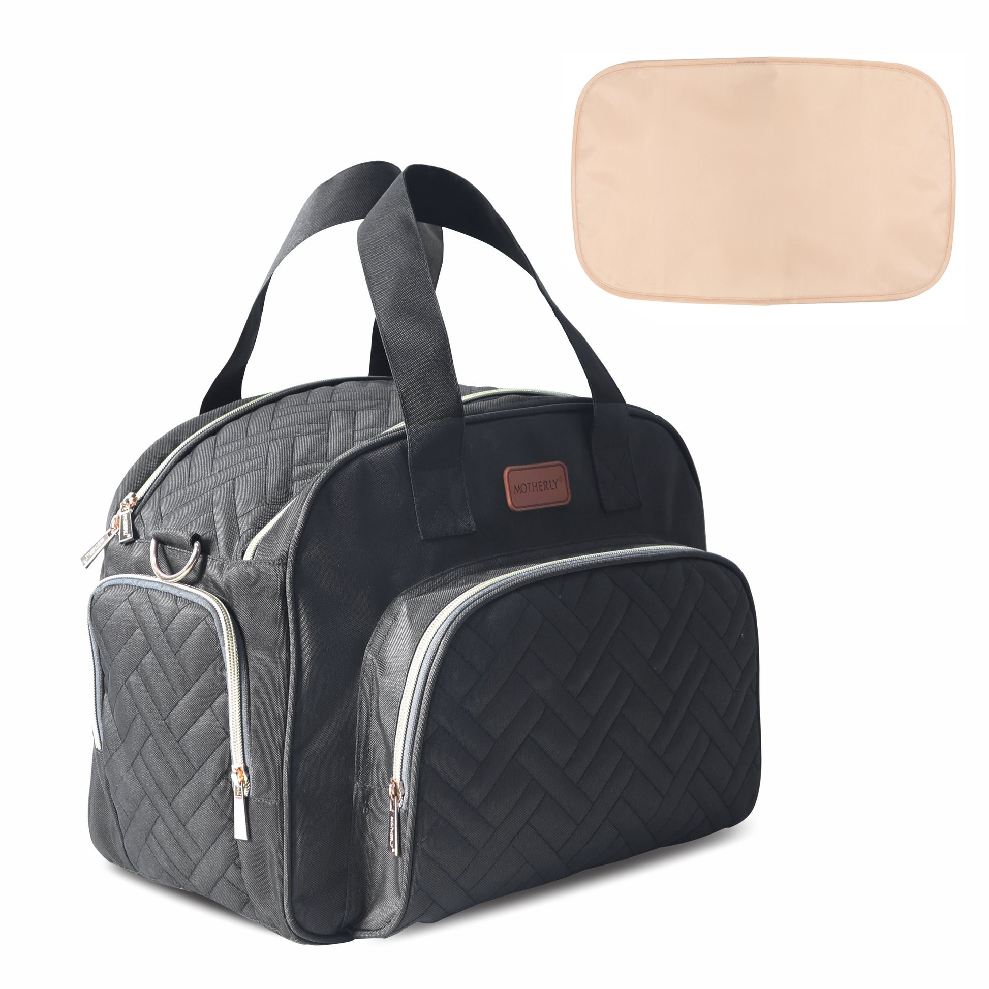 Motherly Diaper Quilted Diaper Bag for Mothers for Travel with Changing Mat - Spacious Diaper Bags for Mom | Baby Bag with Multi-Pocket Design | Maternity Bags for Mother and Baby (Navy Blue) - MOTHERLY