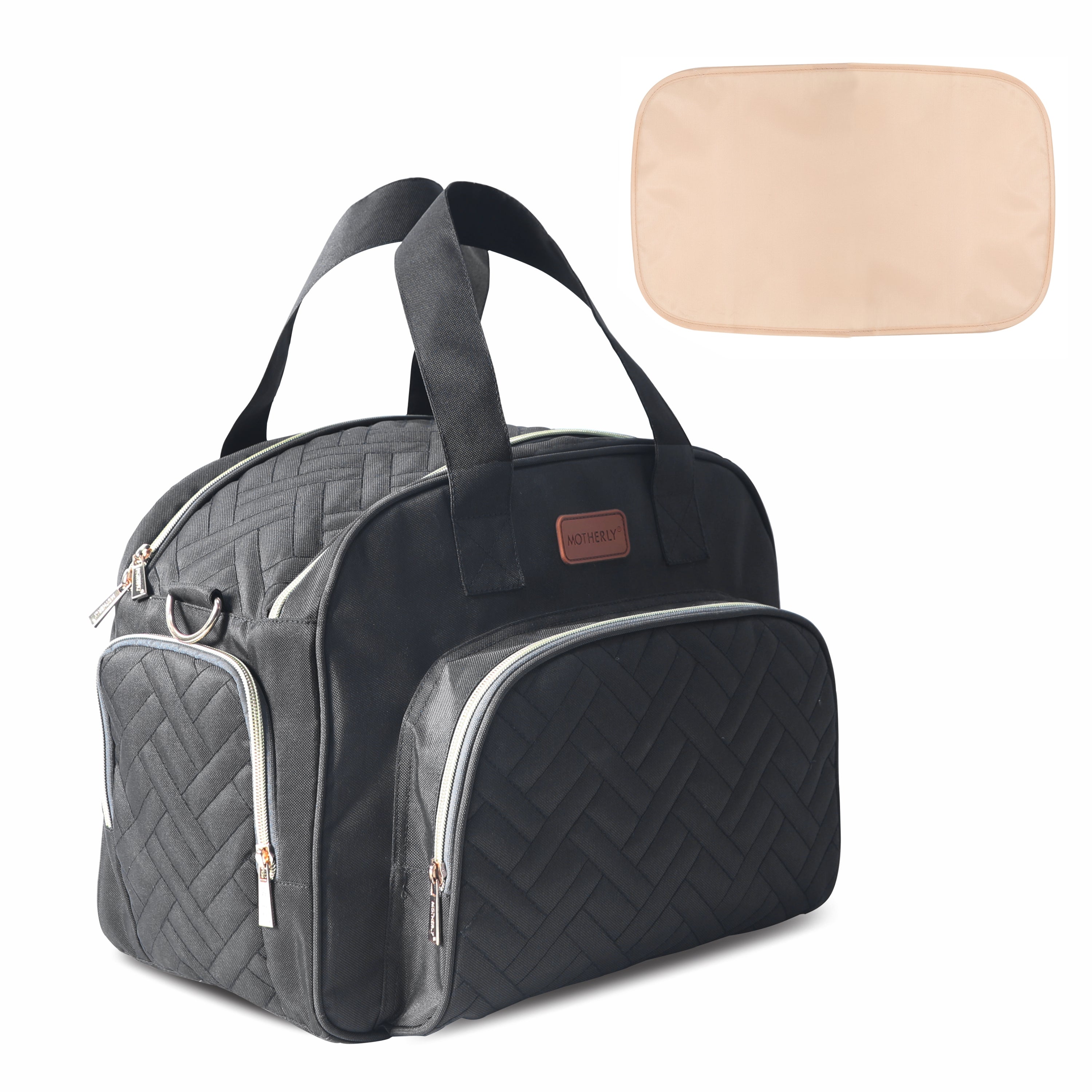 Motherly Diaper Quilted Diaper Bag for Mothers for Travel with Changing Mat - Spacious Diaper Bags for Mom | Baby Bag with Multi-Pocket Design | Maternity Bags for Mother and Baby (Navy Blue) - MOTHERLY