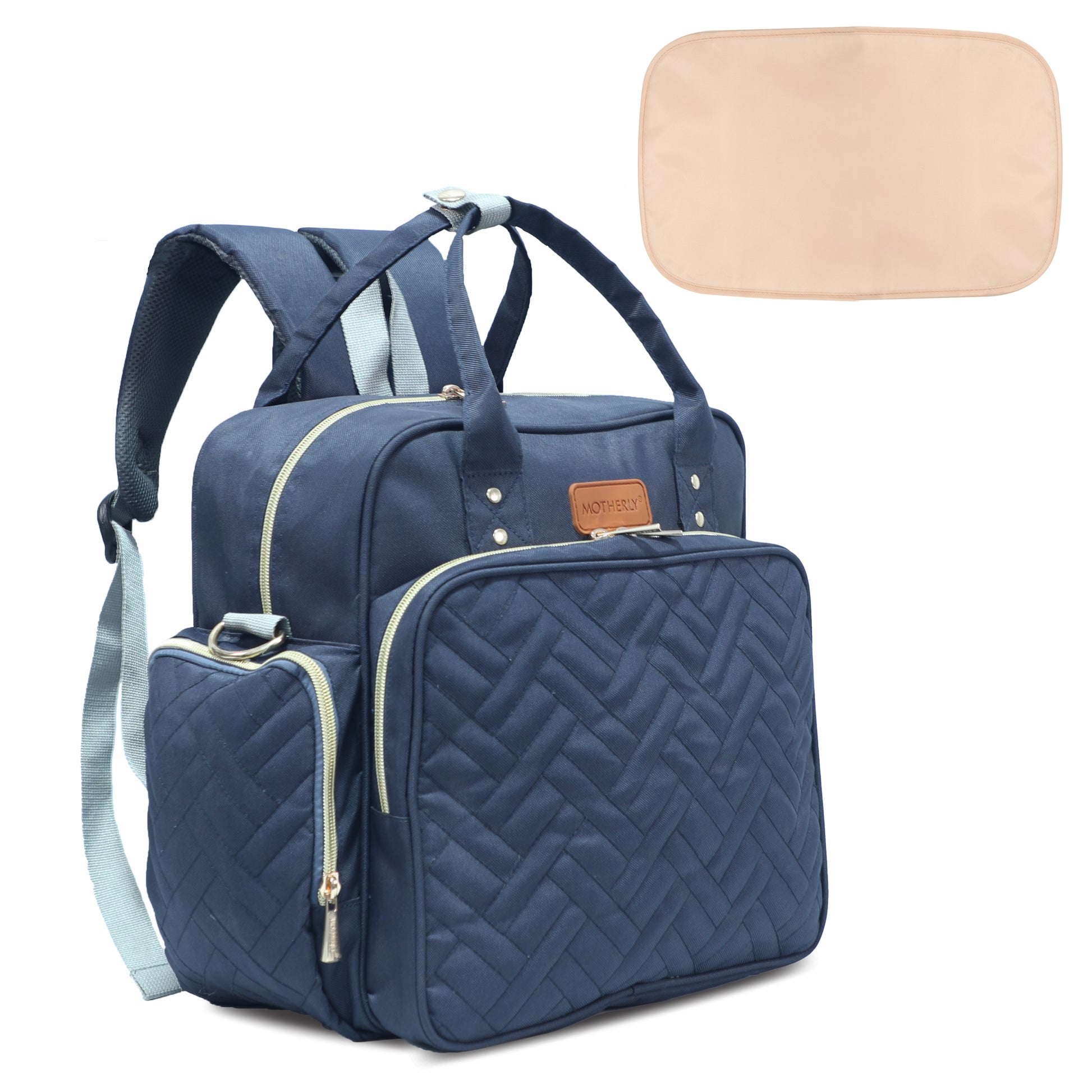 Motherly Diaper Quilted Diaper Bag for Mothers for Travel with Changing Mat - Spacious Diaper Bags for Mom | Baby Bag with Multi-Pocket Design | Maternity Bags for Mother and Baby - MOTHERLY