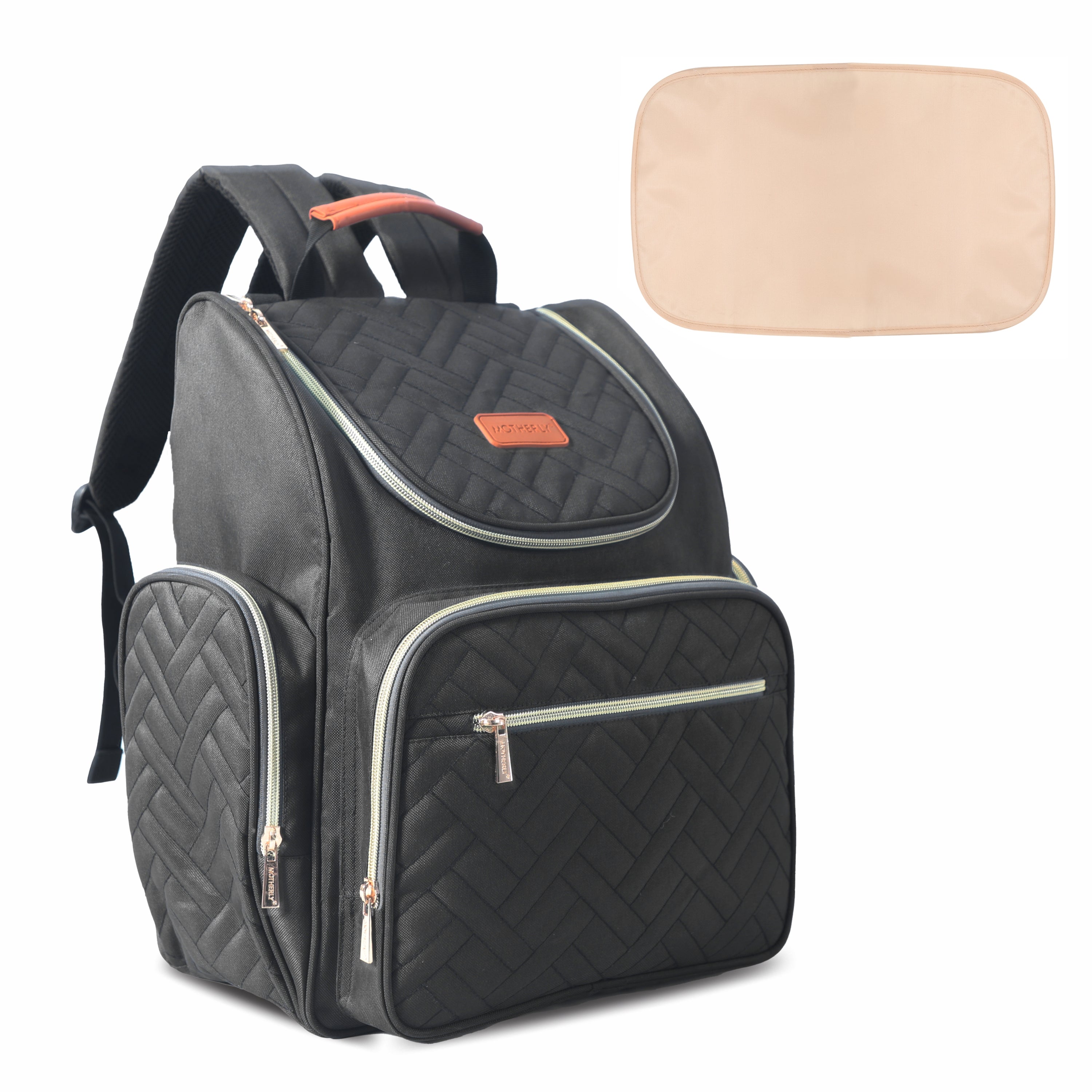 Motherly Diaper Quilted Diaper Bag for Mothers for Travel with Changing Mat - Spacious Diaper Bags for Mom | Baby Bag with Multi-Pocket Design | Maternity Bags for Mother and Baby - MOTHERLY