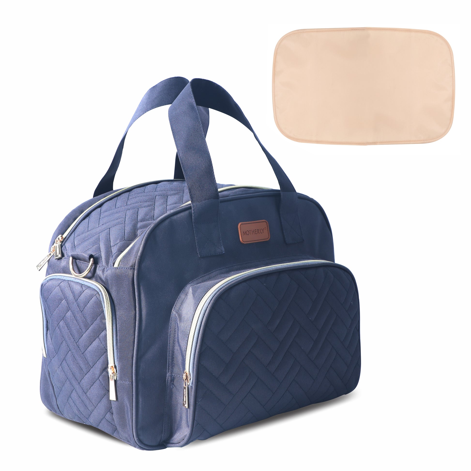 Motherly Diaper Quilted Diaper Bag for Mothers for Travel with Changing Mat - Spacious Diaper Bags for Mom | Baby Bag with Multi-Pocket Design | Maternity Bags for Mother and Baby (Navy Blue) - MOTHERLY