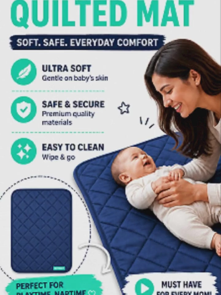 Motherly Reusable & Washable Baby Diaper Changing Mat and Oil Massage Mat, Portable One-Hand Foldable pad Water-Resistant Bed Protector for Newborn Boys & Girls (72 x 42 cm, 0-12 Months)