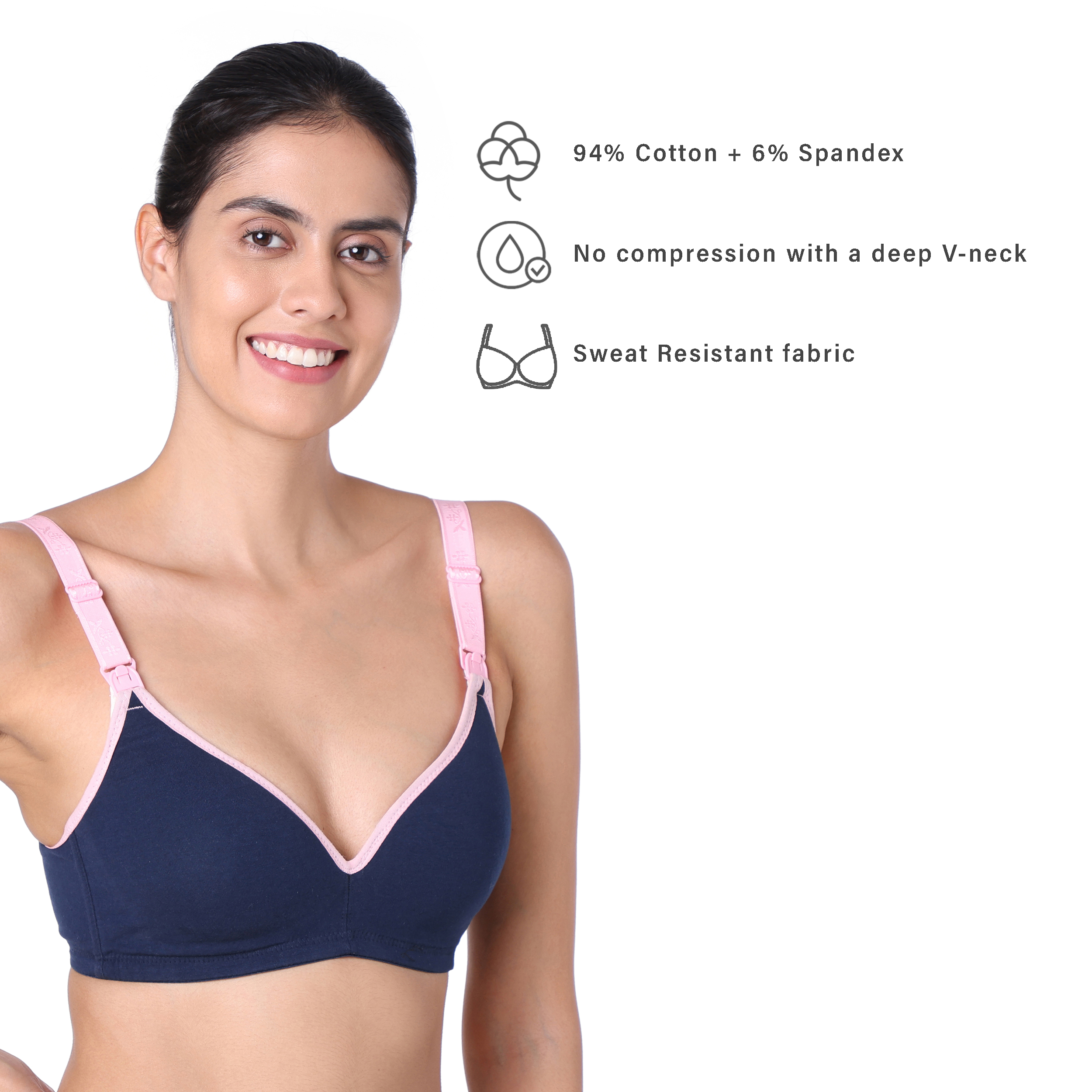 Motherly Stylish Padded Women Breastfeeding Bra, Maternity, Feeding, Nursing Bras (b, Gray Black, 34)