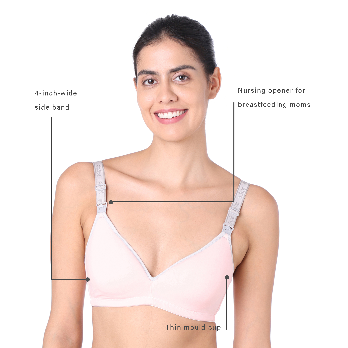 Motherly Stylish Padded Women Breastfeeding Bra, Maternity, Feeding, Nursing Bras (b, Gray Black, 34)