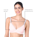Motherly Stylish Padded Women Breastfeeding Bra, Maternity, Feeding, Nursing Bras (b, GreyBlack+GreyPink, 34) - MOTHERLY