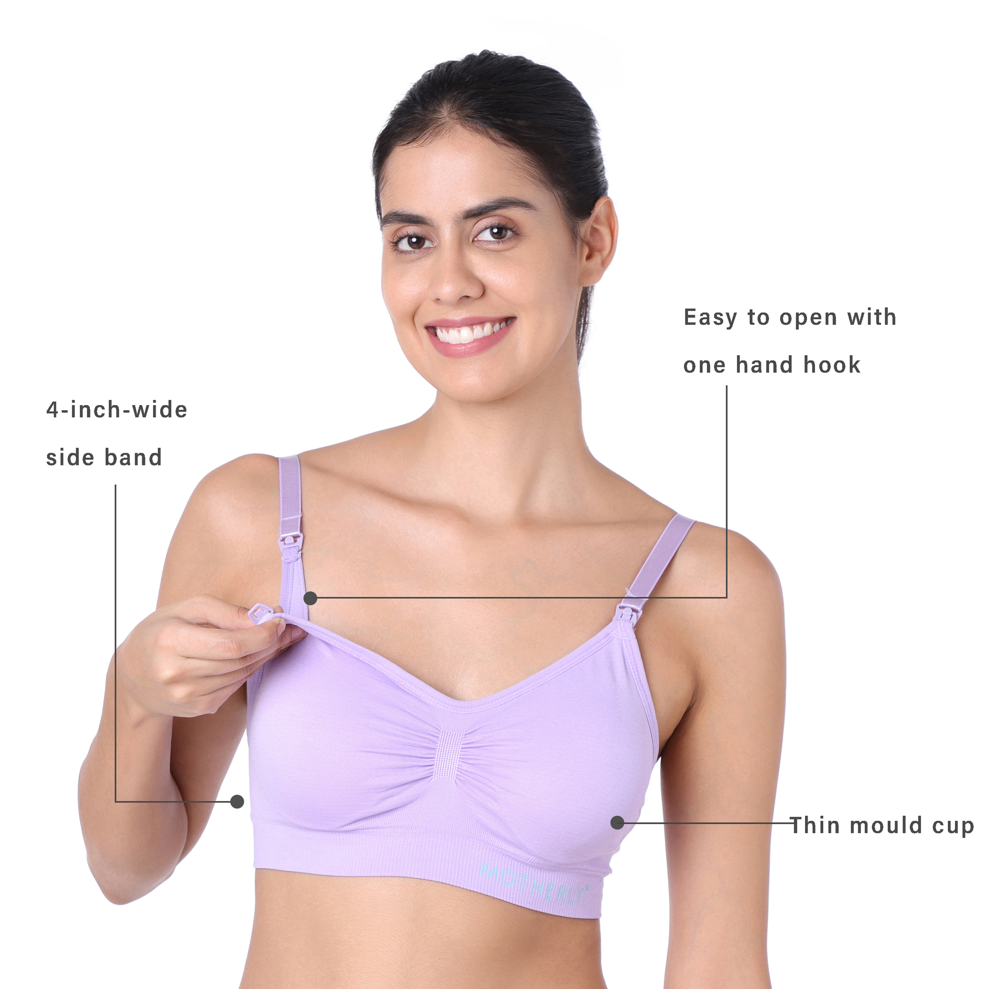 motherly Maternity Bra Padded Breastfeeding Nursing Bras for Women with Removable Pads Blue