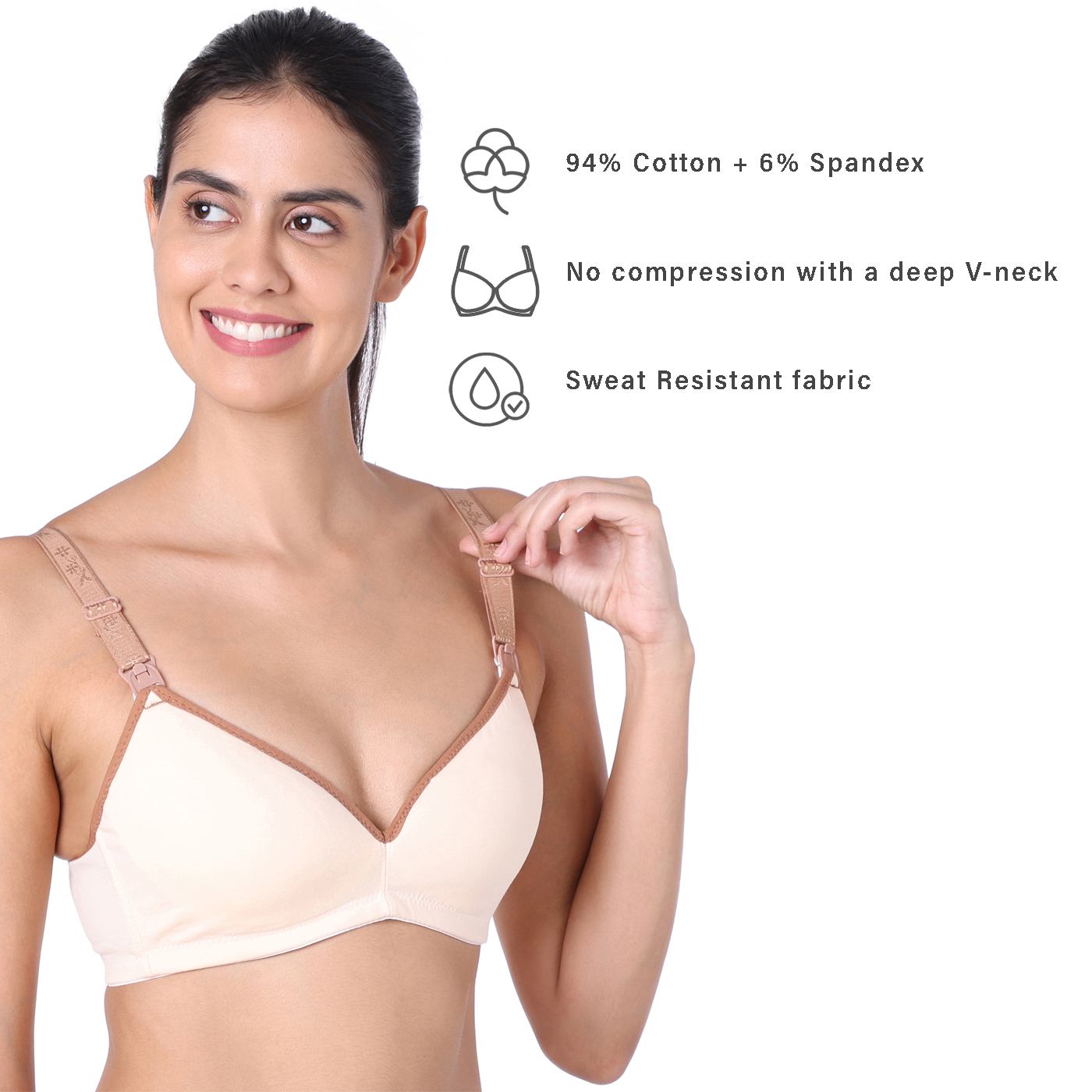Motherly Stylish Padded Women Breastfeeding Bra, Maternity, Feeding, Nursing Bras (b, Gray Black, 34)