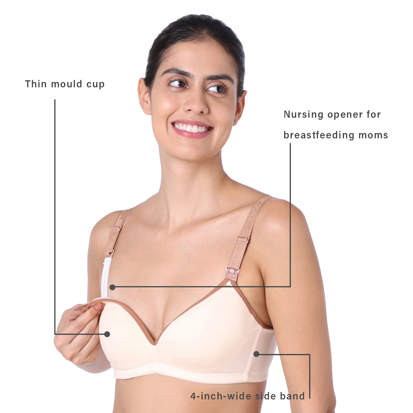 Motherly Stylish Padded Women Breastfeeding Bra, Maternity, Feeding, Nursing Bras (b, Gray Black, 34)