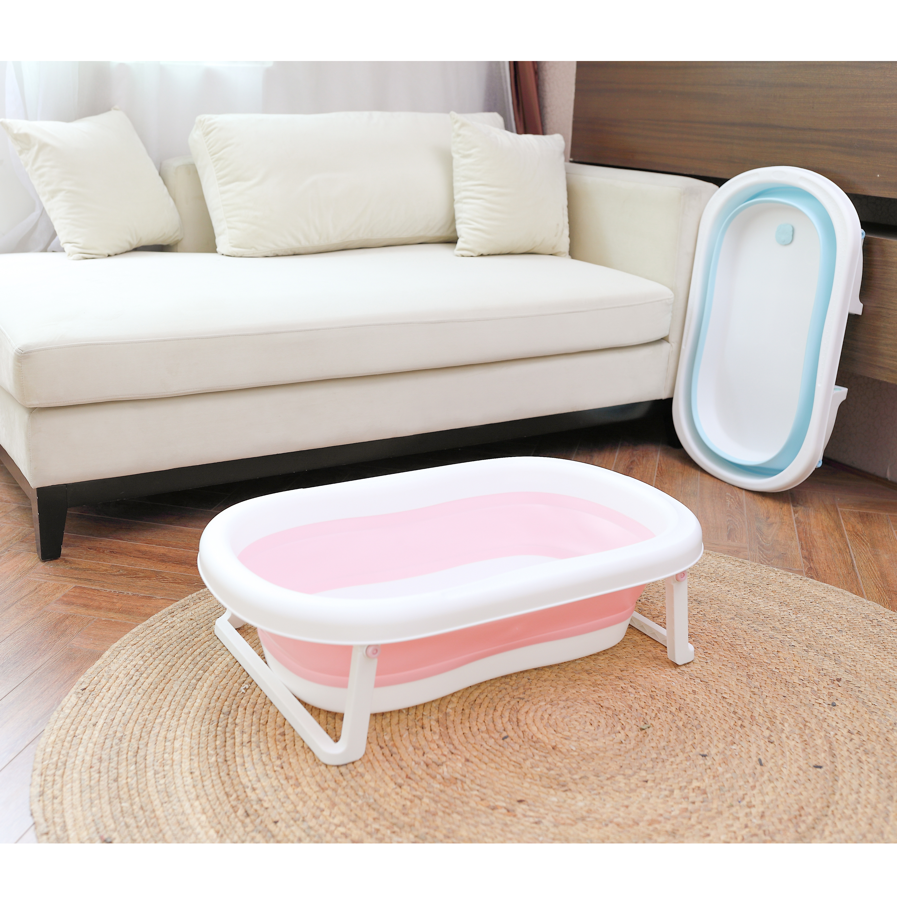 Bubble Basin Foldable Bath Tub For Babies -Light Blue - MOTHERLY