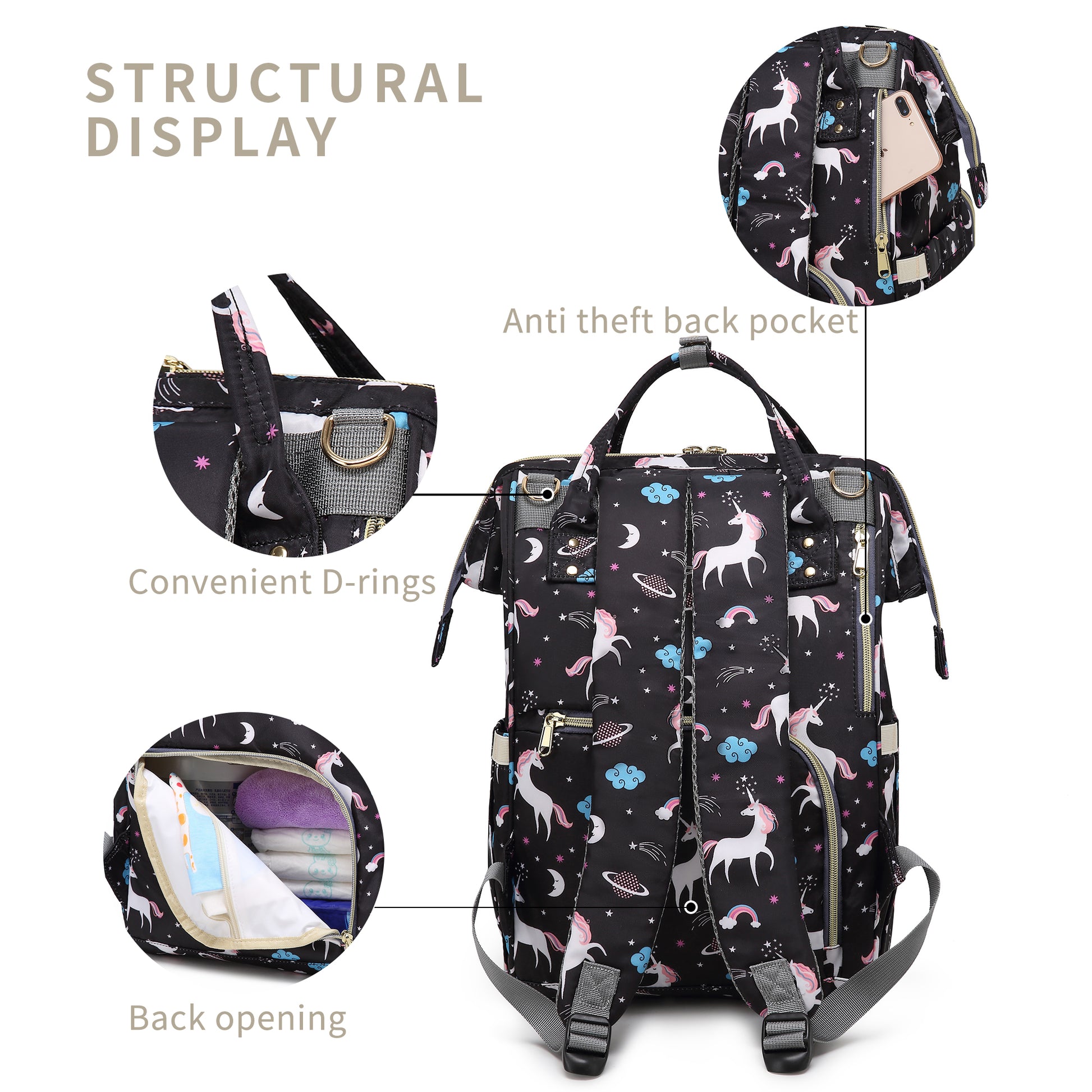 Motherly Elegant Diaper Bag for Mothers for Travel, Maternity Bag for Newborn Baby, Mothers Travelling Bag, Multipocket Water Resistant Baby Bag, Hospital Bag for Moms with Warranty - MOTHERLY