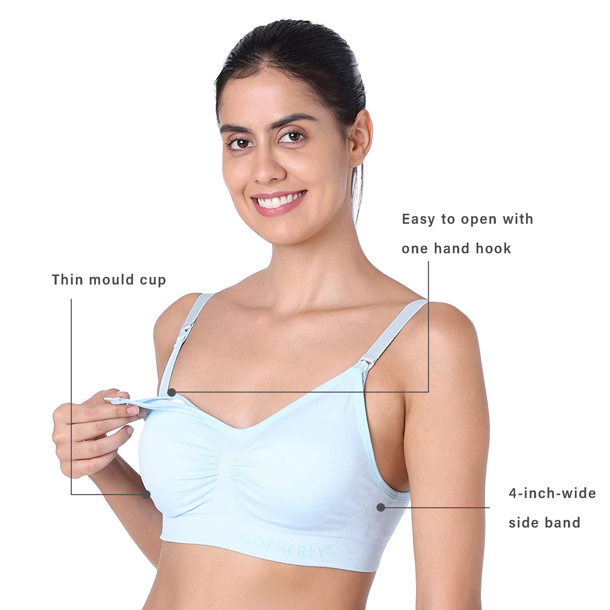 motherly Maternity Bra Padded Breastfeeding Nursing Bras for Women with Removable Pads Blue