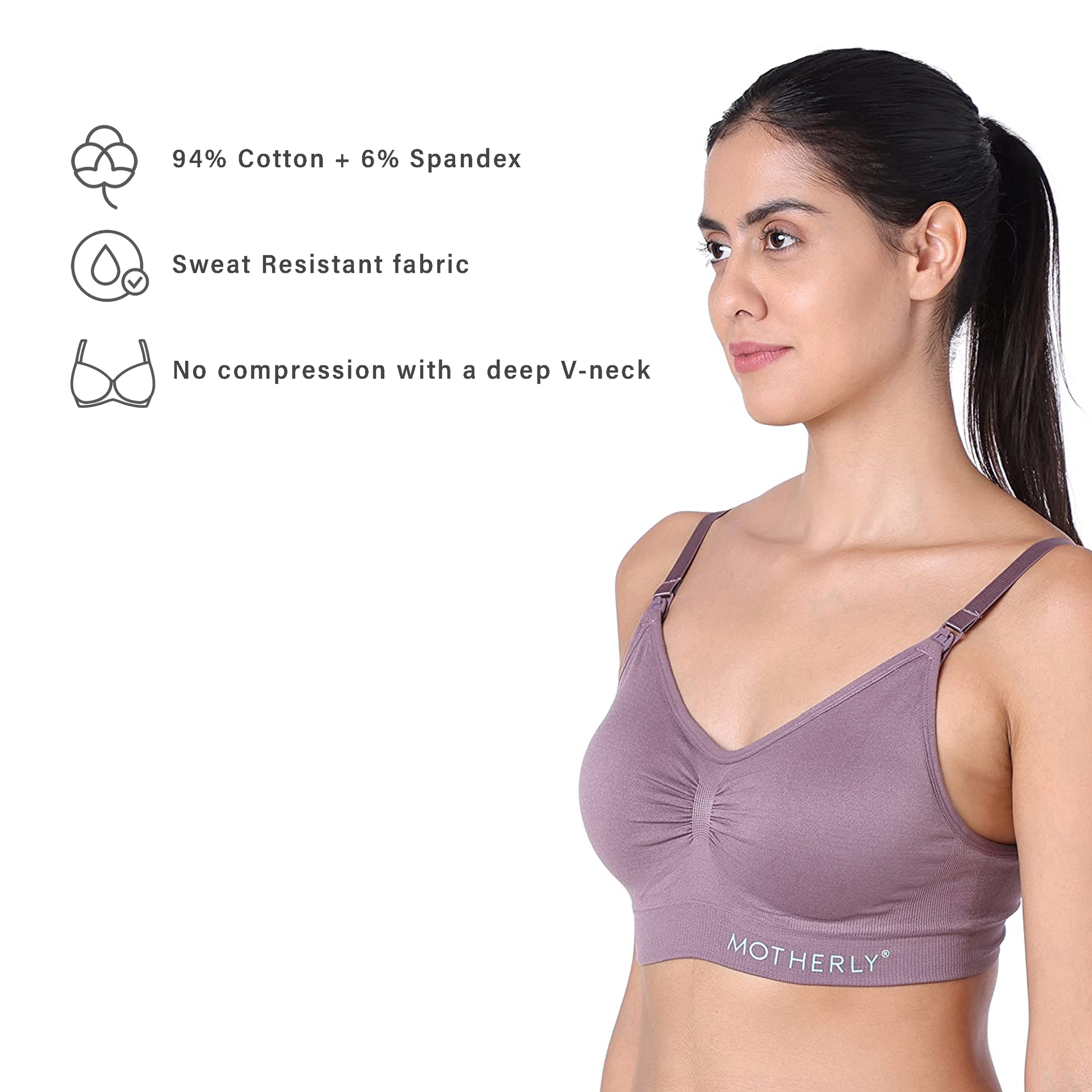 motherly Maternity Bra Padded Breastfeeding Nursing Bras for Women with Removable Pads Blue